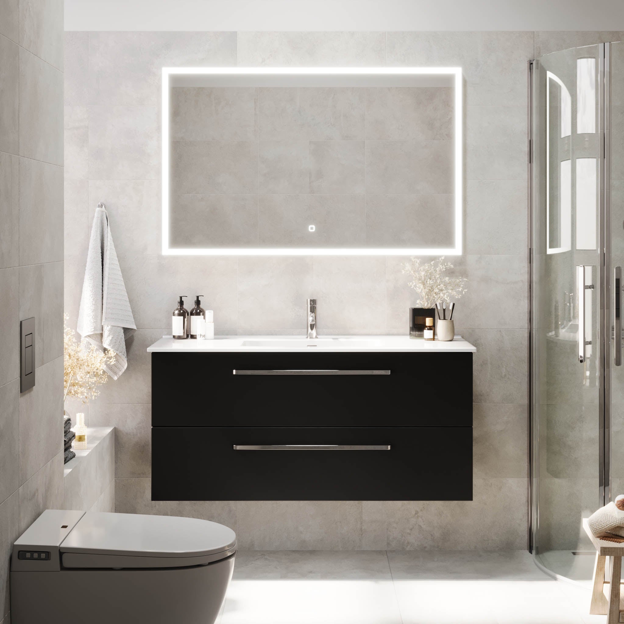 Voss, Furniture Set - Basin & Cabinet, Black Mat - 120 cm - MASTERSTORE - 8595677194401 - Furniture Set - Basin & Cabinet - 70-120-54-02-62 - 8595677194401