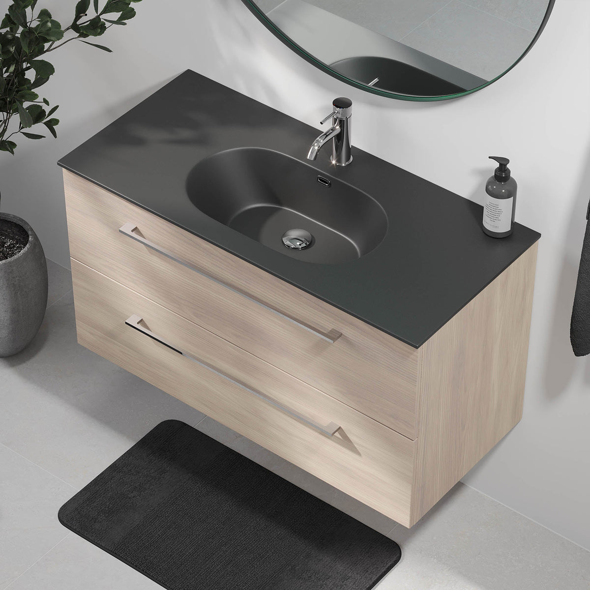 Horten, Furniture Set - Basin & Cabinet, Grey Wood - 60 cm - MASTERSTORE - 8595677190922 - Furniture Set - Code - 75-060-60-33-40 - 8595677190922