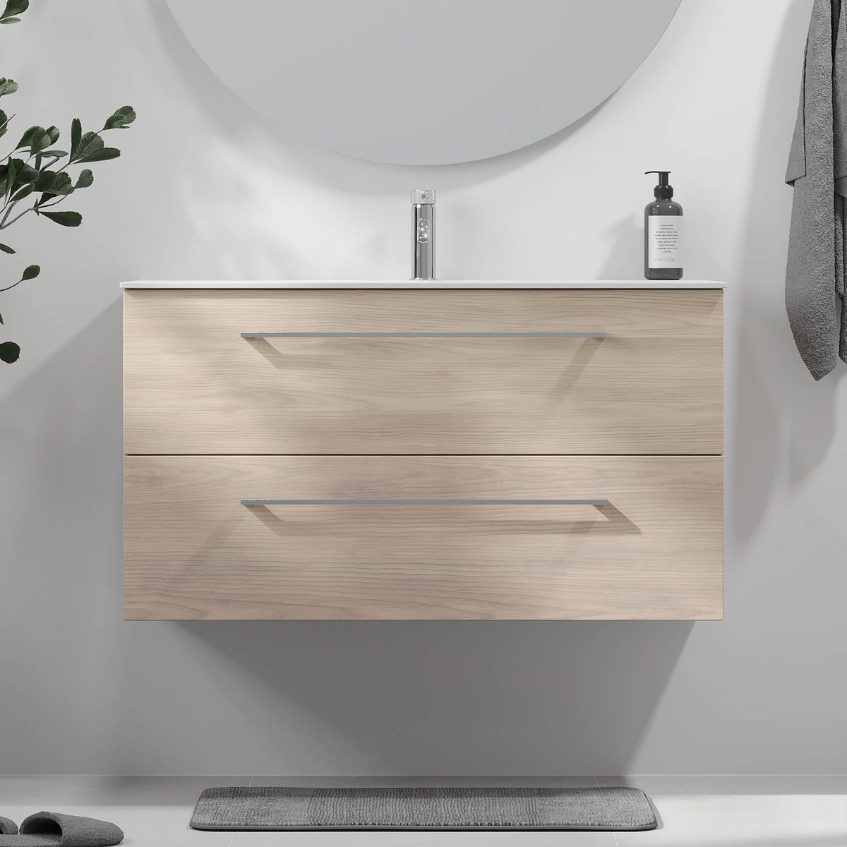 Harstad, Furniture Set - Basin & Cabinet, Grey Wood - 100 cm - MASTERSTORE - 8595677191967 - Furniture Set - Code - 75-100-58-33-40 - 8595677191967