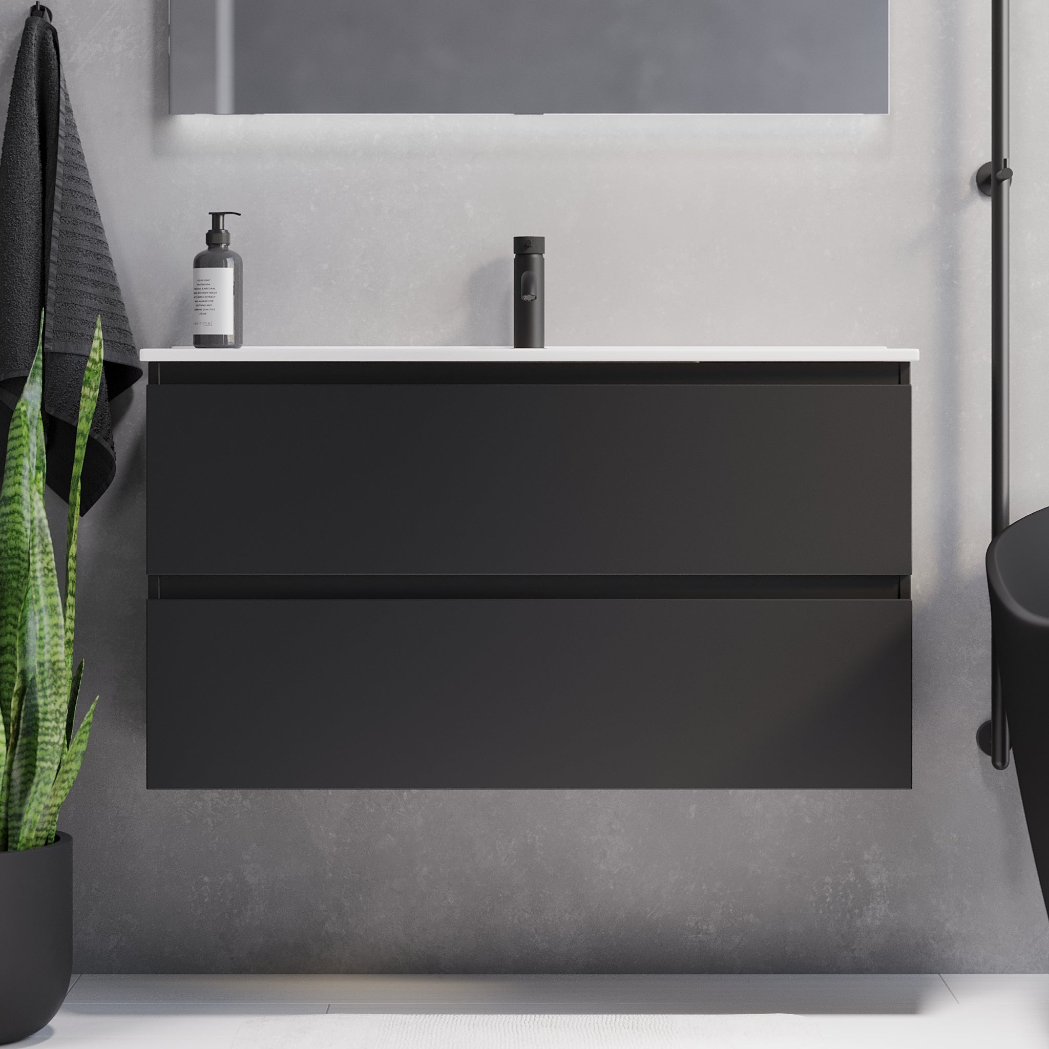 Sandshamn Slimline badmøbel, Mat Sort