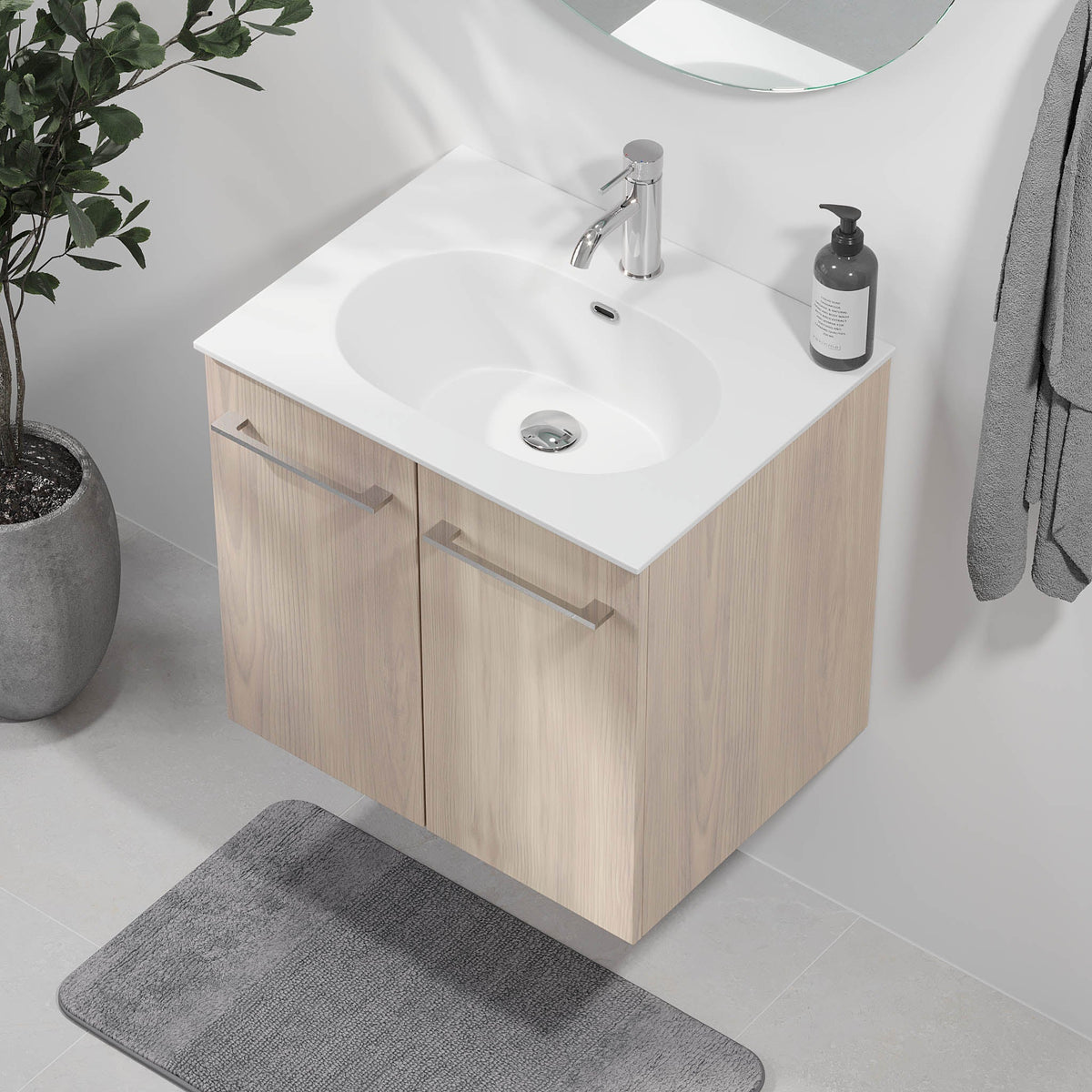 Harstad, Furniture Set - Basin & Cabinet, Grey Wood - 100 cm - MASTERSTORE - 8595677191967 - Furniture Set - Code - 75-100-58-33-40 - 8595677191967