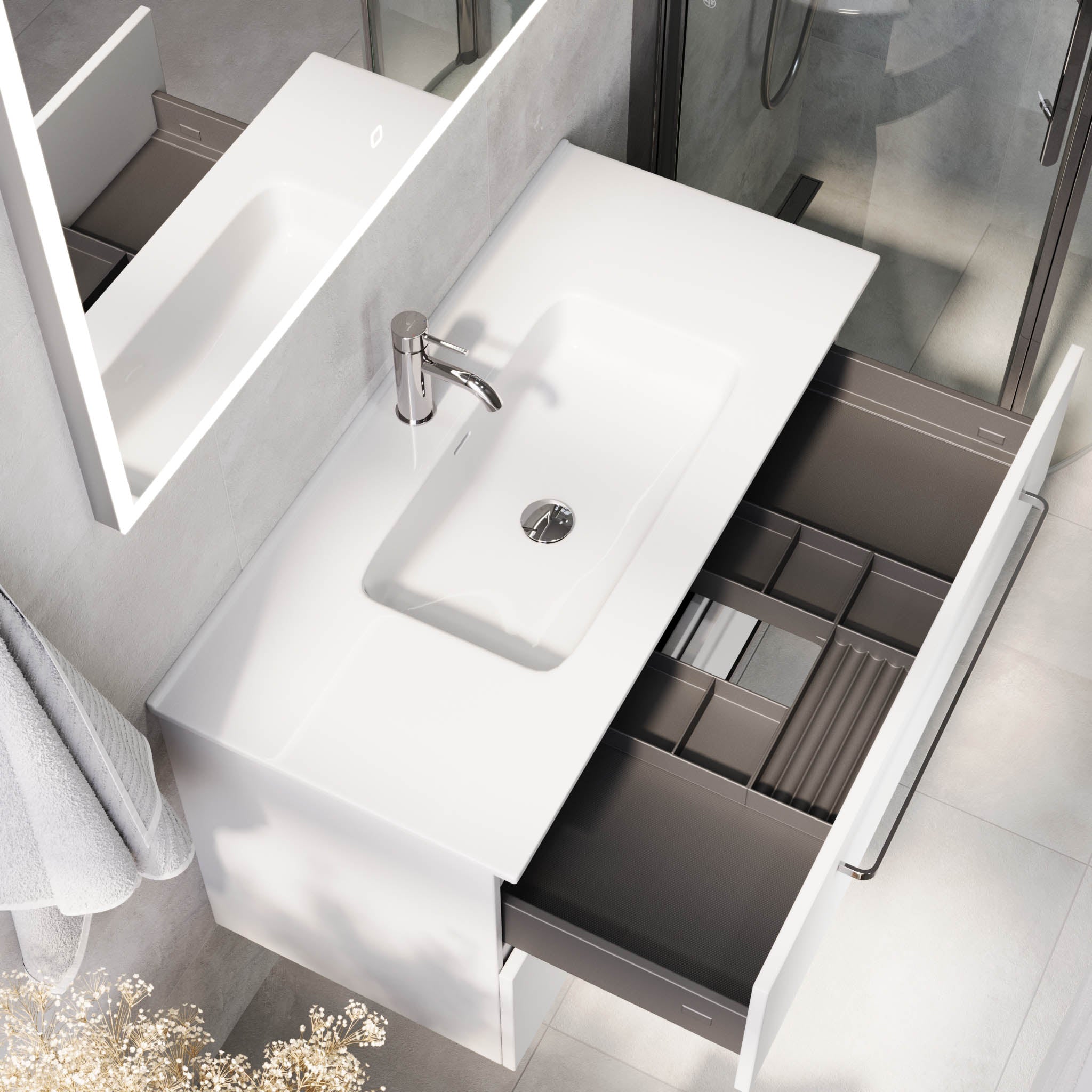 Voss, Furniture Set - Basin & Cabinet, White Mat - 120 cm - MASTERSTORE - 8595677194333 - Furniture Set - Basin & Cabinet - 70-120-54-01-61 - 8595677194333