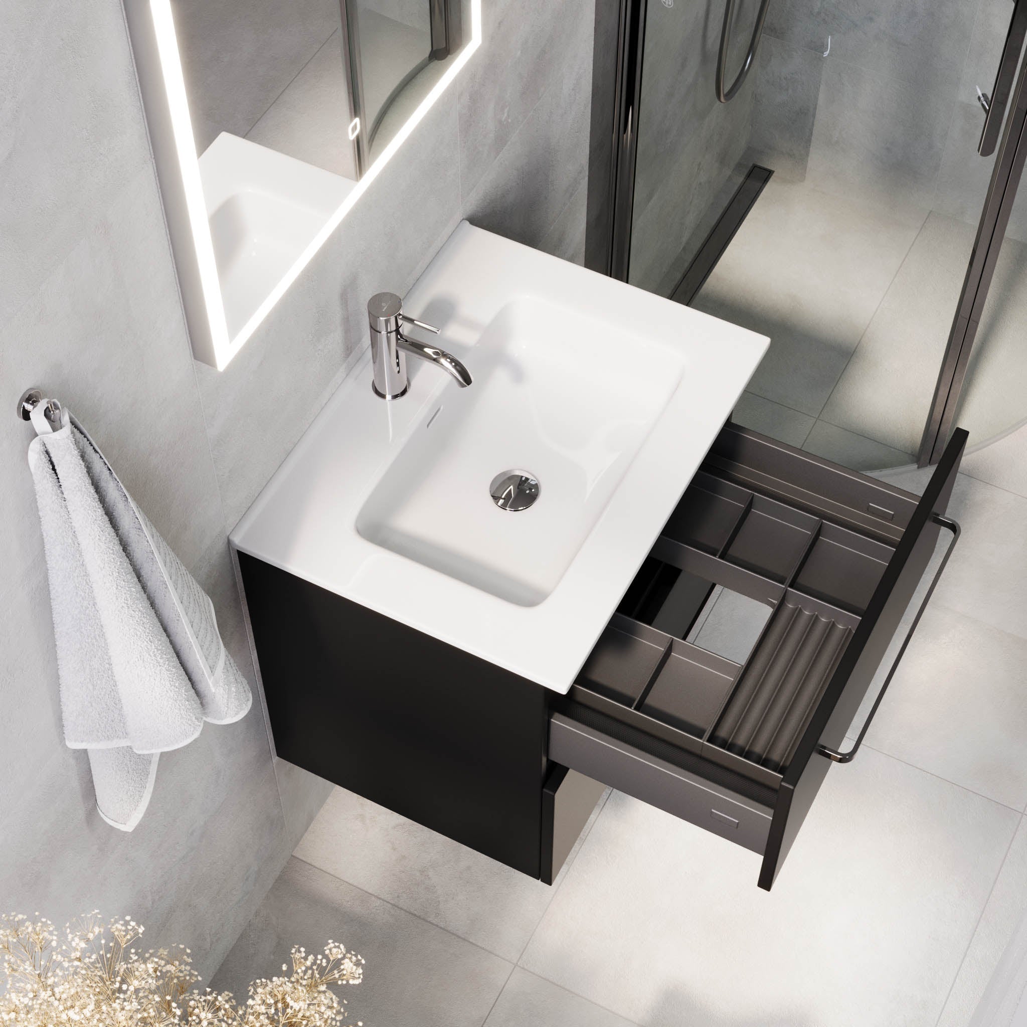 Voss, Furniture Set - Basin & Cabinet, Black Mat - 120 cm - MASTERSTORE - 8595677194401 - Furniture Set - Basin & Cabinet - 70-120-54-02-62 - 8595677194401