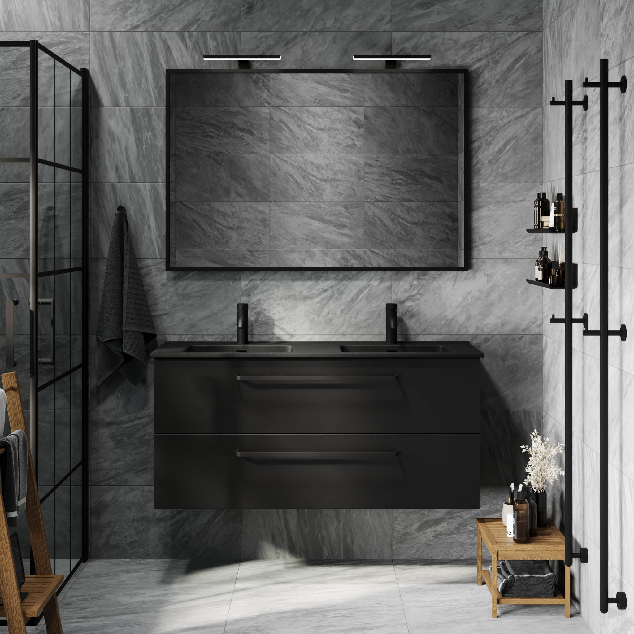 Vegsund, Furniture Set - Basin & Cabinet, Black Mat - 80 cm - MASTERSTORE - 8595677194449 - Furniture Set - Basin & Cabinet - 70-080-56-02-60 - 8595677194449