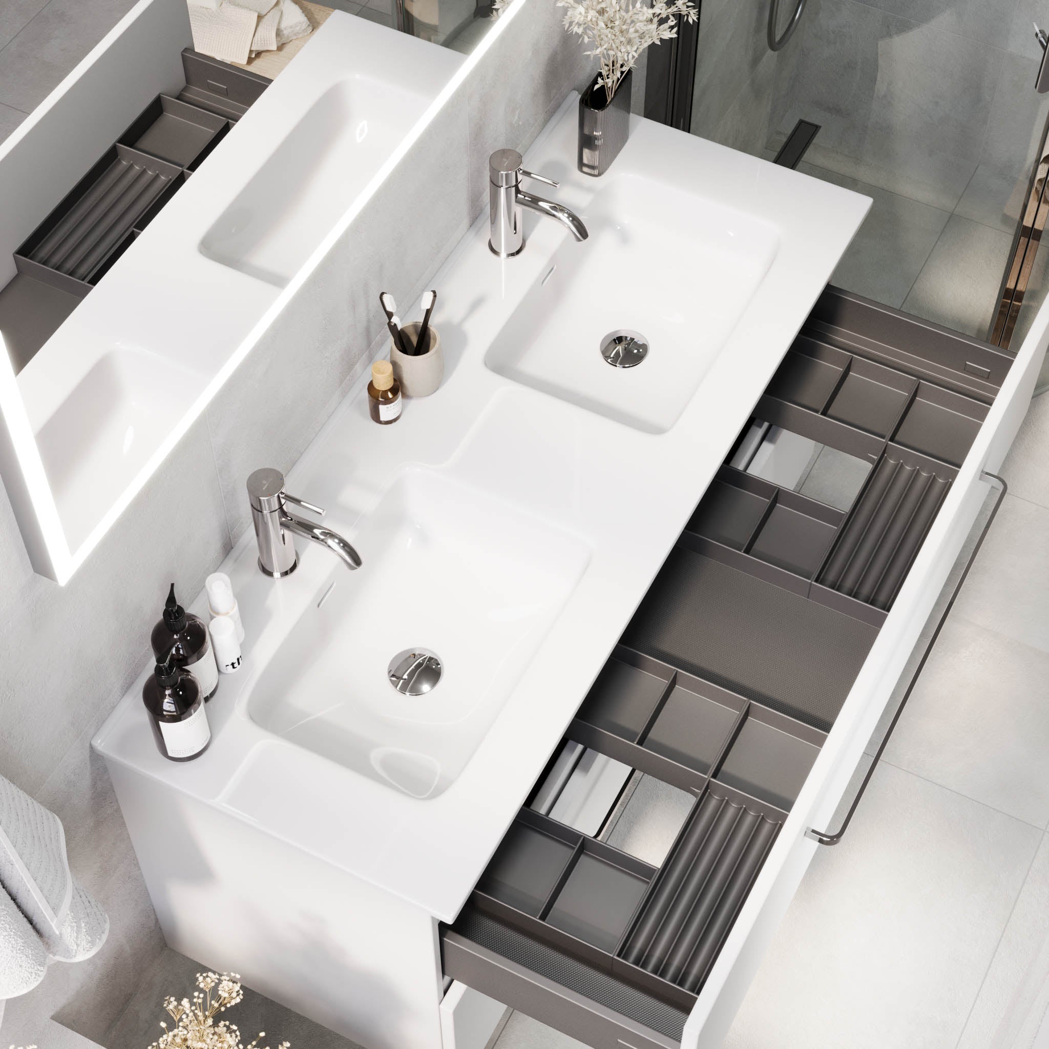 Voss, Furniture Set - Basin & Cabinet, White Mat - 120 cm - MASTERSTORE - 8595677194333 - Furniture Set - Basin & Cabinet - 70-120-54-01-61 - 8595677194333