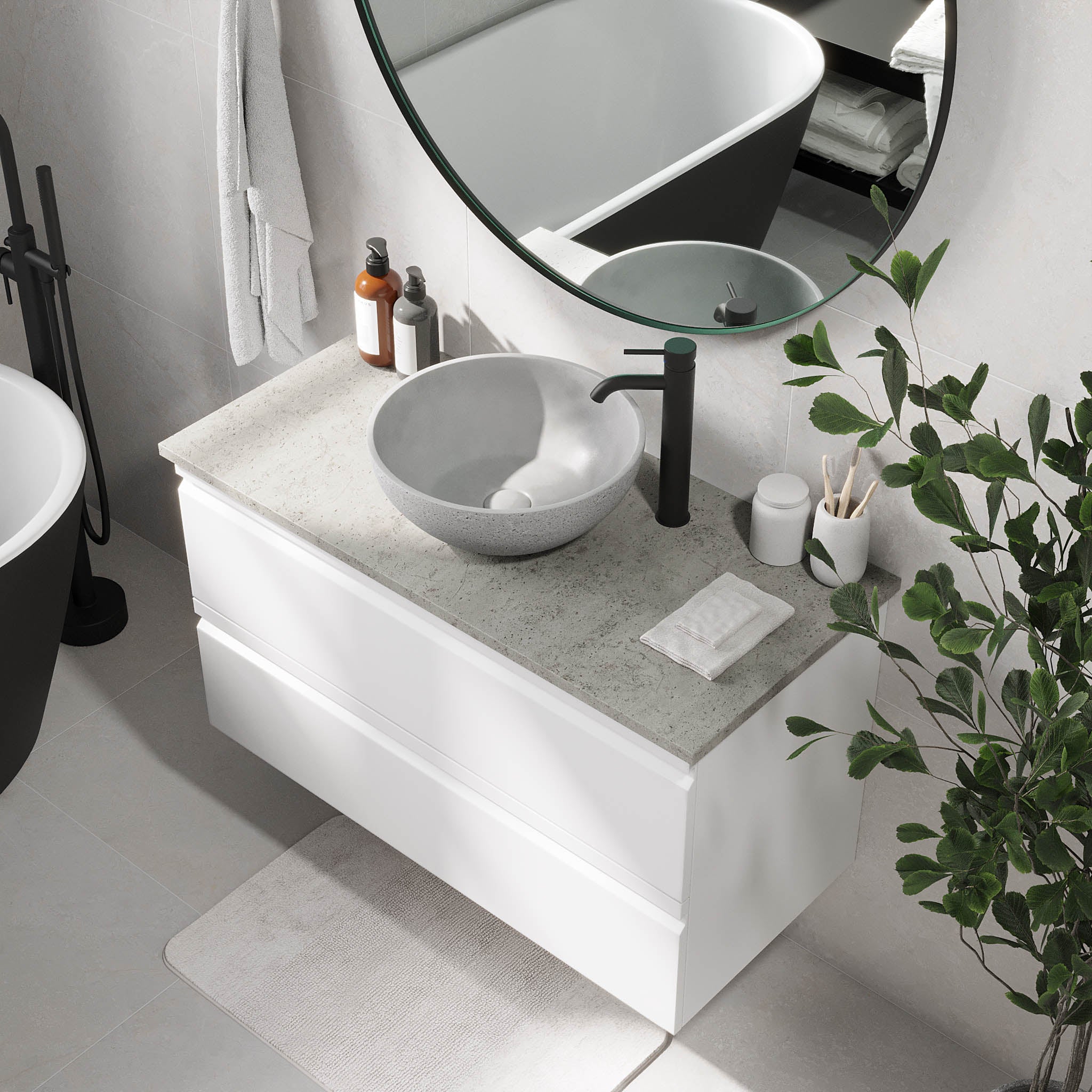 Bardufoss Badmøbel, Mat Hvid