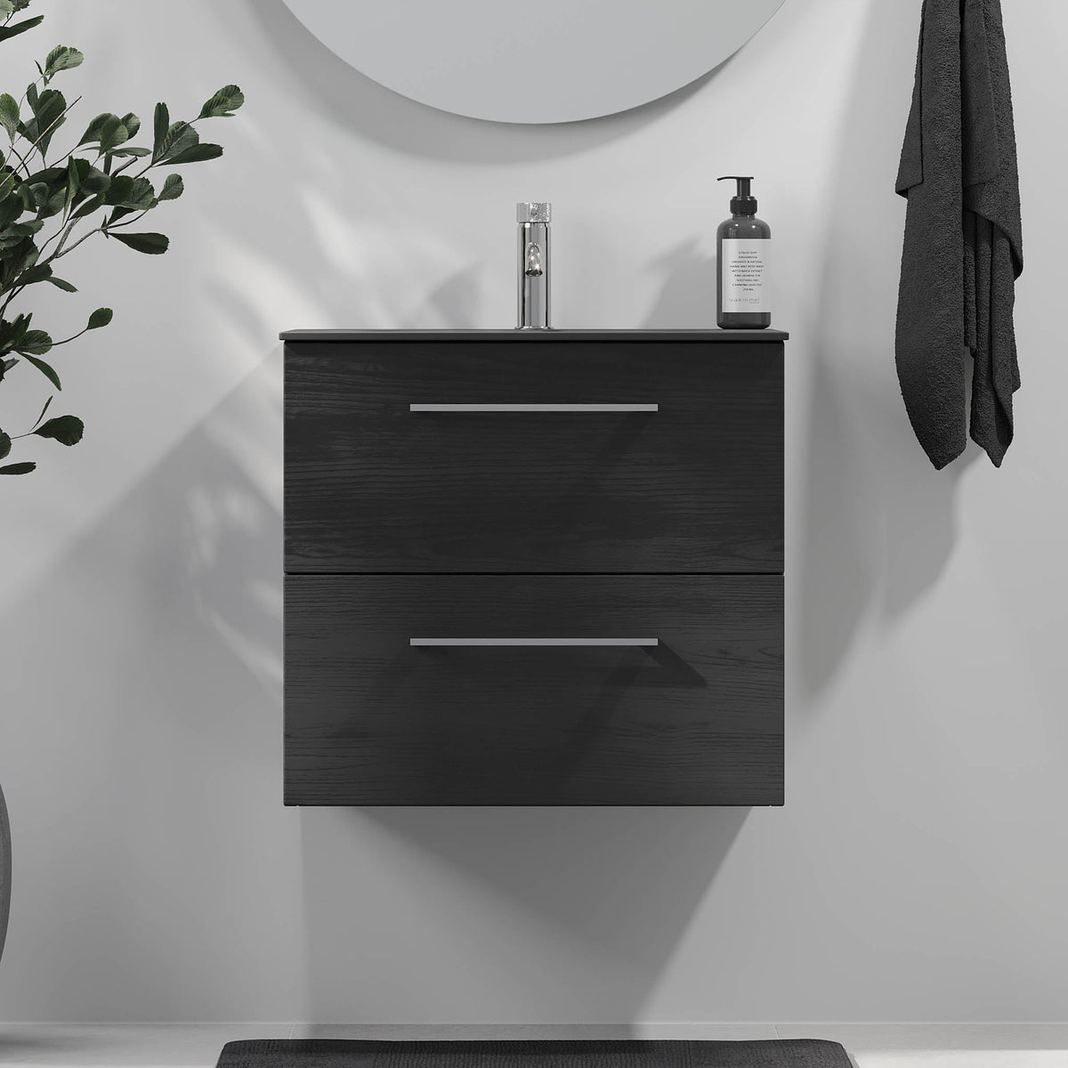 Horten, Furniture Set - Basin & Cabinet, Black Wood - 60 cm - MASTERSTORE - 8595677190830 - Furniture Set - Code - 75-060-60-22-41 - 8595677190830