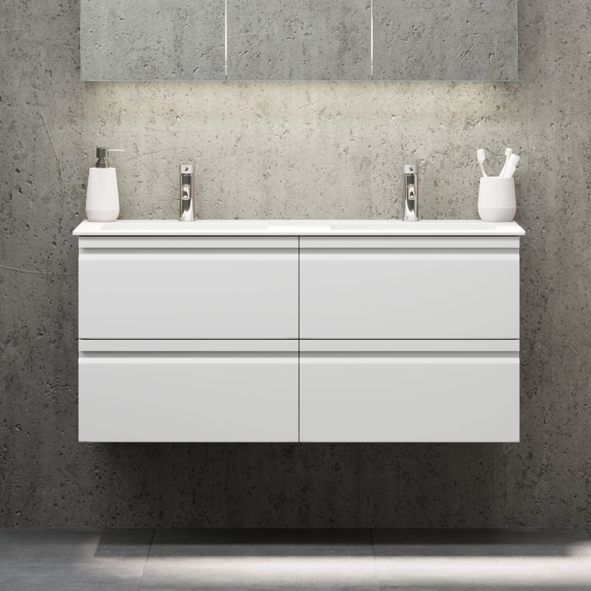 Knarrlagsund Badmøbel – Dybde 46 cm, Mat Hvid