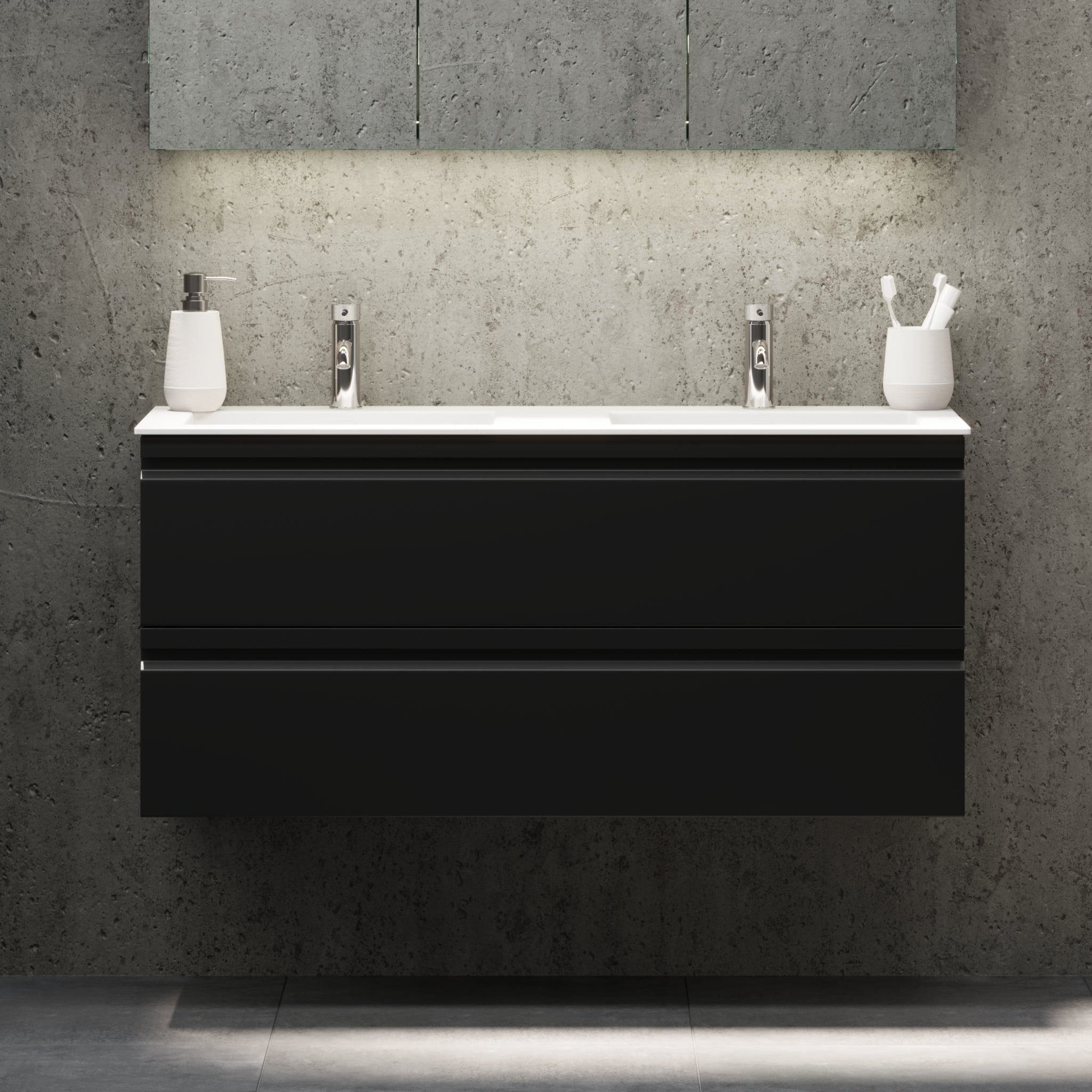 Knarrlagsund Badmøbel – Dybde 46 cm, Mat Sort