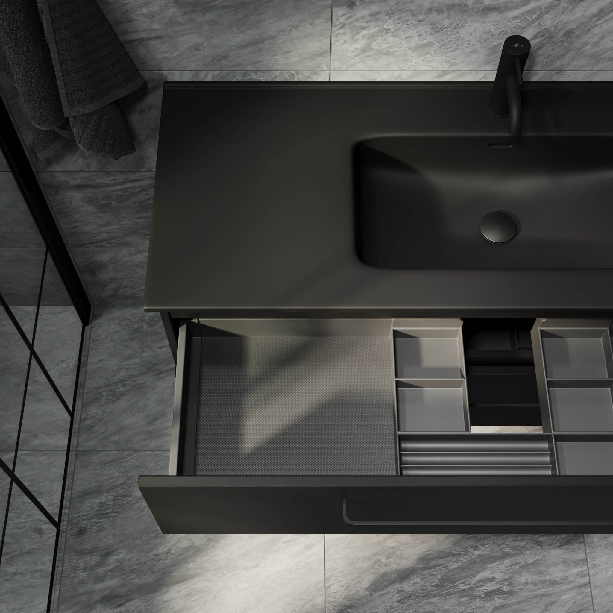 Vegsund, Furniture Set - Basin & Cabinet, Black Mat - 100 cm - MASTERSTORE - 8595677194456 - Furniture Set - Basin & Cabinet - 70-100-56-02-60 - 8595677194456