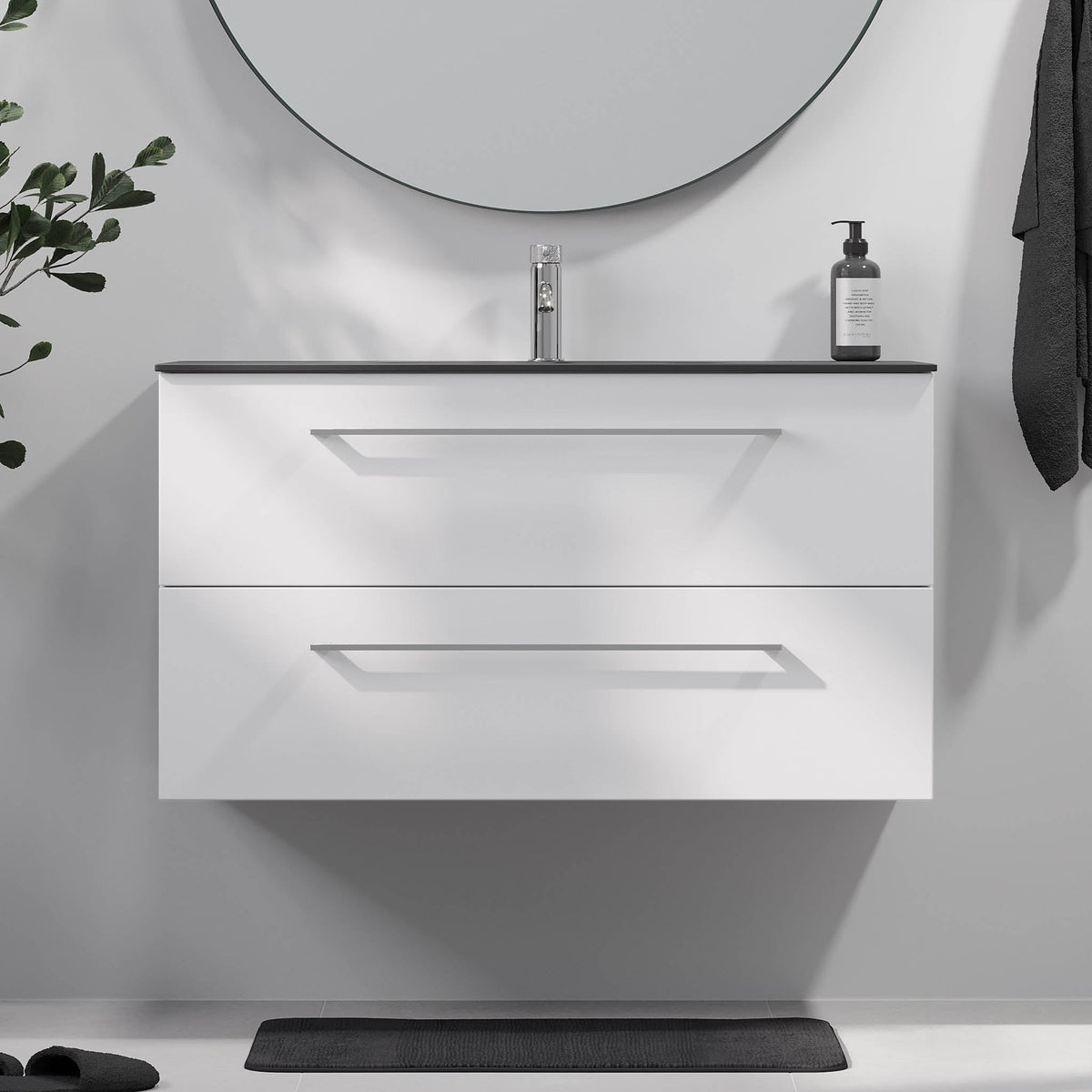 Horten, Furniture Set - Basin & Cabinet, White Mat - 100 cm - MASTERSTORE - 8595677192179 - Furniture Set - Code - 75-100-60-01-40 - 8595677192179