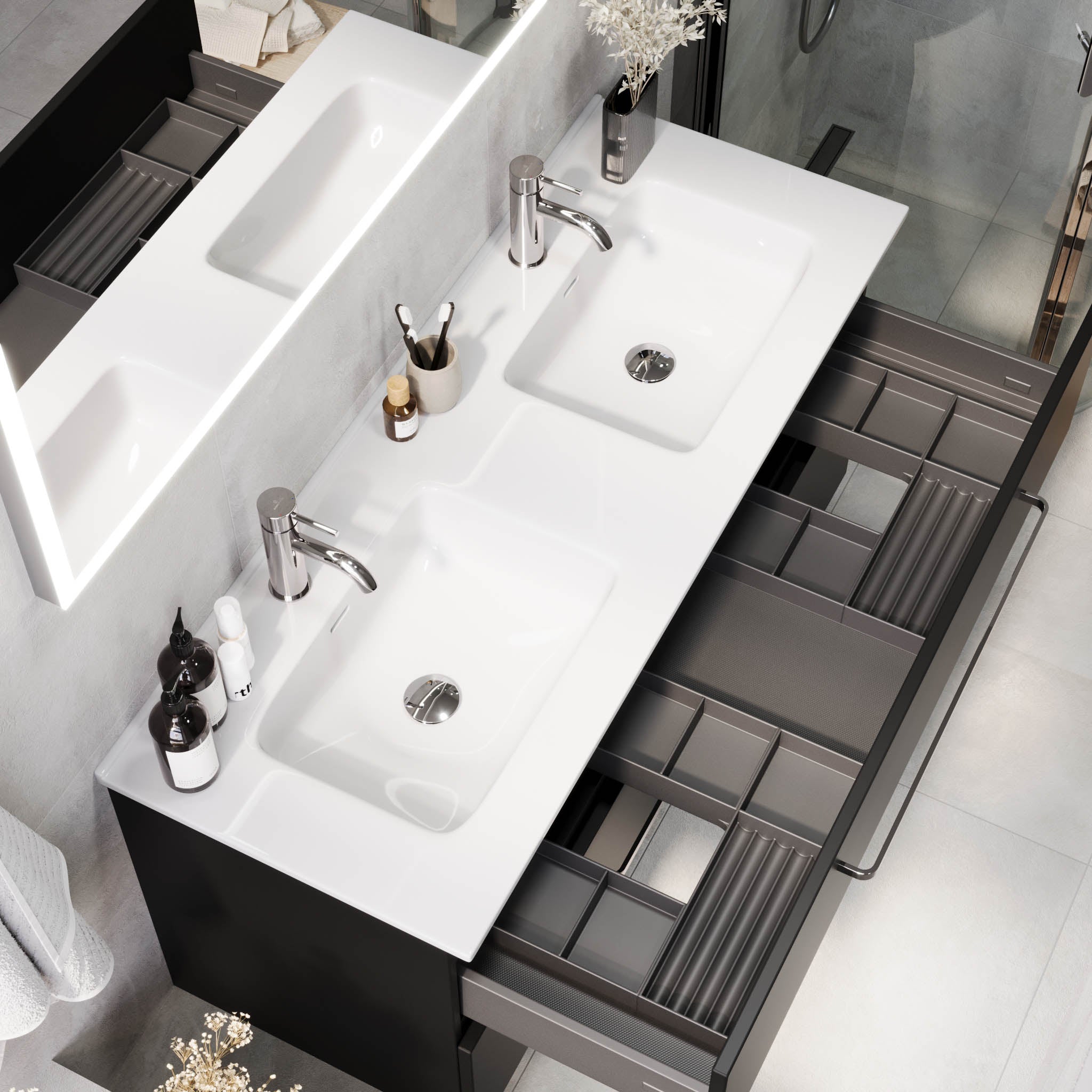 Voss, Furniture Set - Basin & Cabinet, Black Mat - 80 cm - MASTERSTORE - 8595677194364 - Furniture Set - Basin & Cabinet - 70-080-54-02-60 - 8595677194364