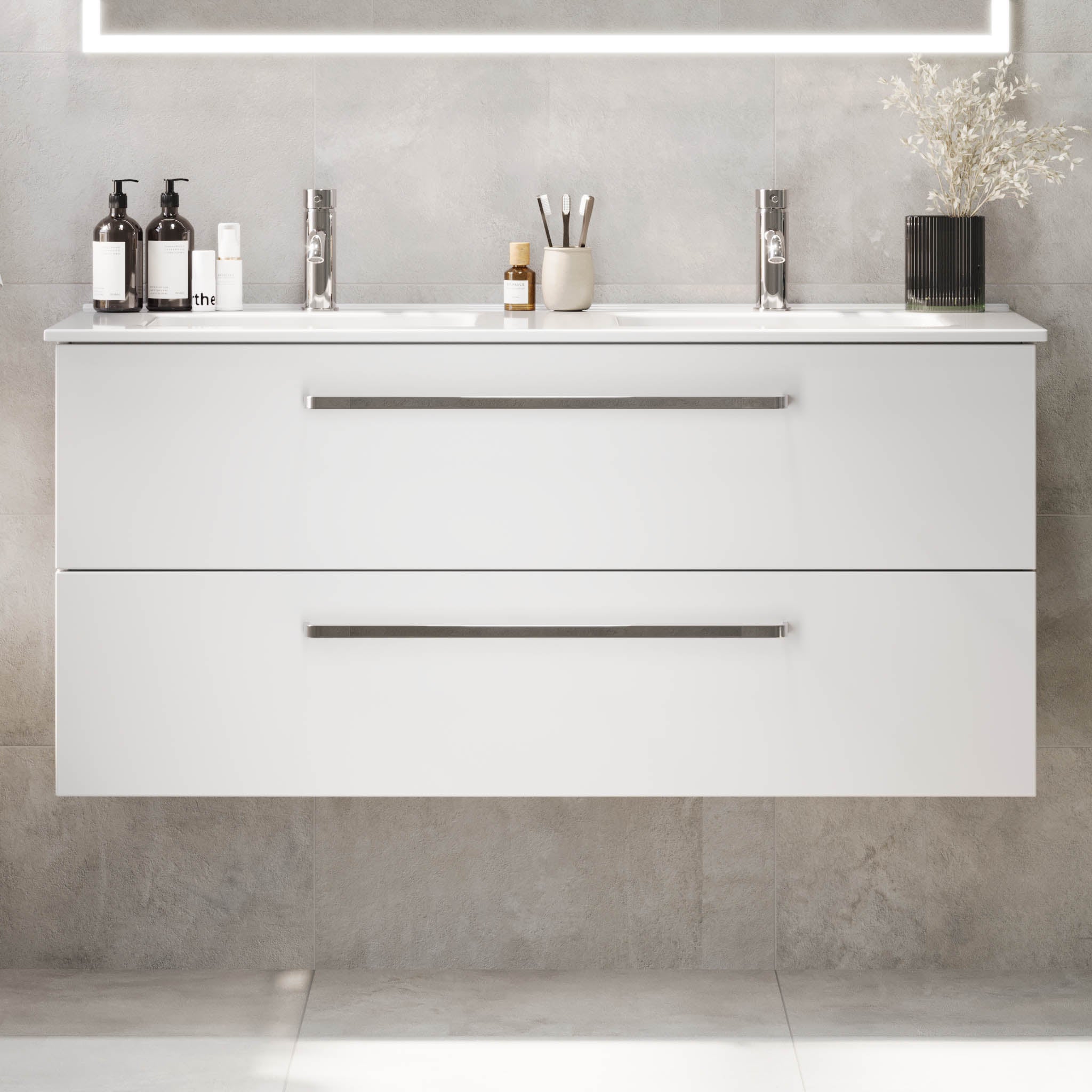 Voss, Furniture Set - Basin & Cabinet, White Mat - 100 cm - MASTERSTORE - 8595677194319 - Furniture Set - Basin & Cabinet - 70-100-54-01-60 - 8595677194319