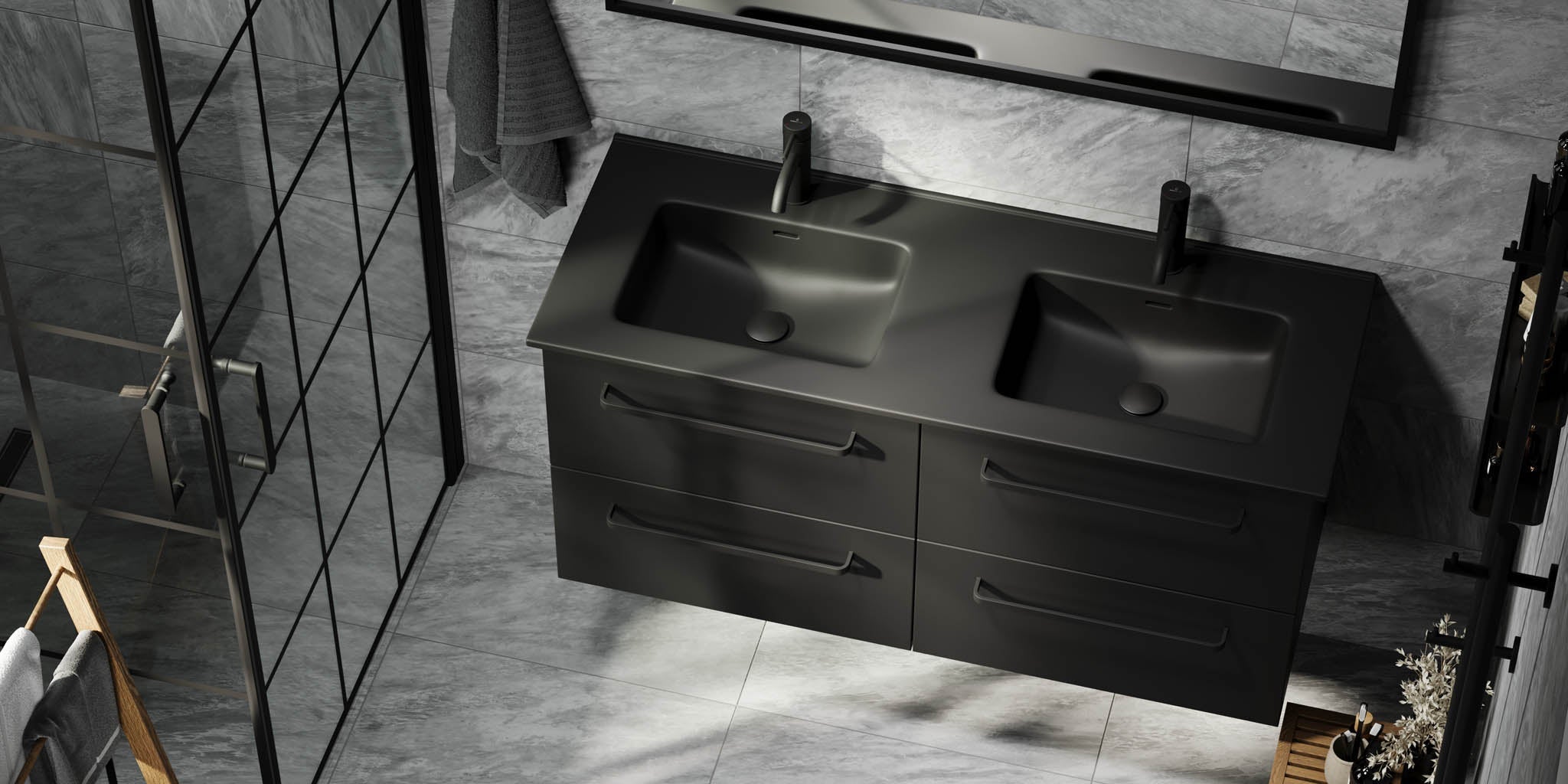 Vegsund, Furniture Set - Basin & Cabinet, Black Mat - 80 cm - MASTERSTORE - 8595677194449 - Furniture Set - Basin & Cabinet - 70-080-56-02-60 - 8595677194449