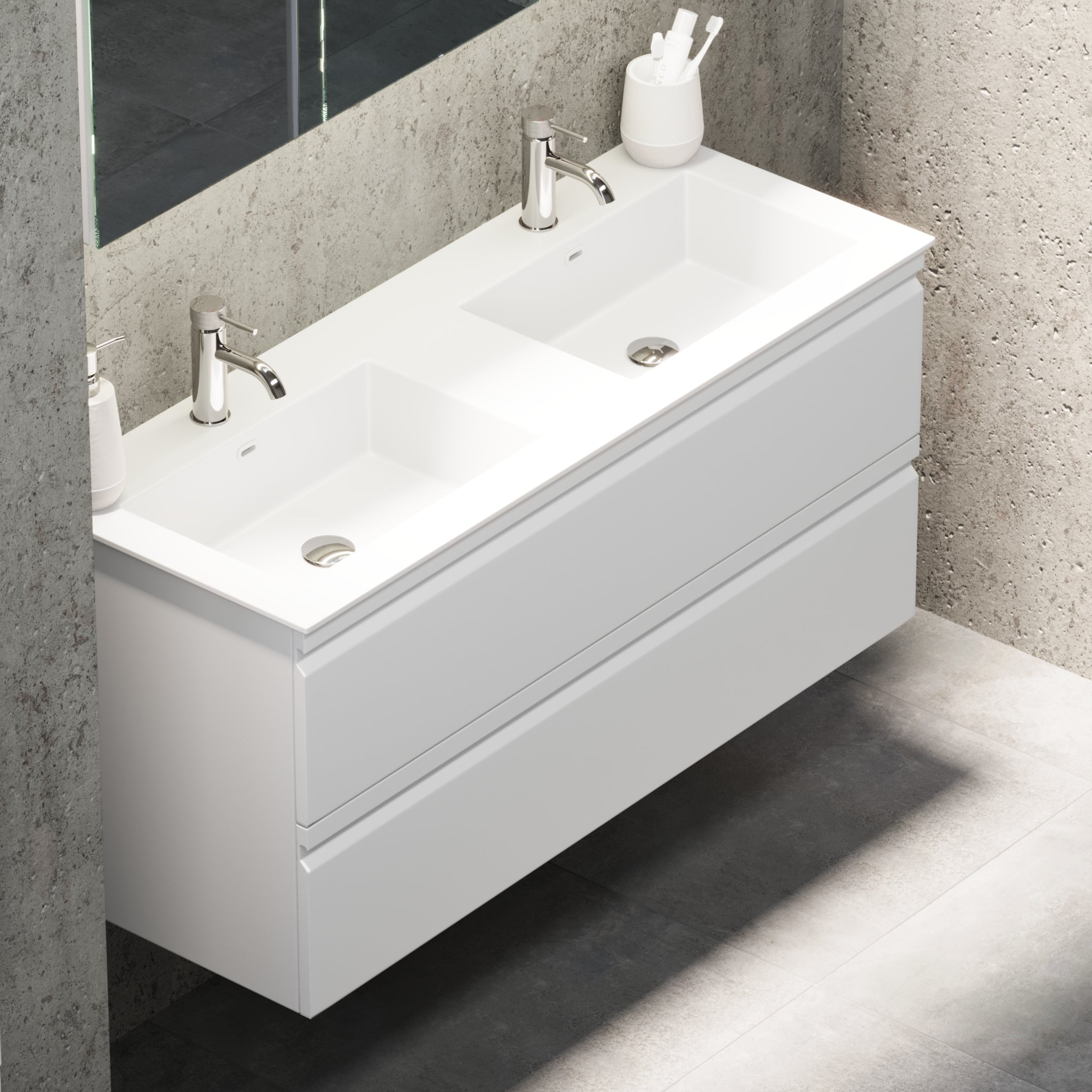 Knarrlagsund Badmøbel – Dybde 46 cm, Mat Hvid