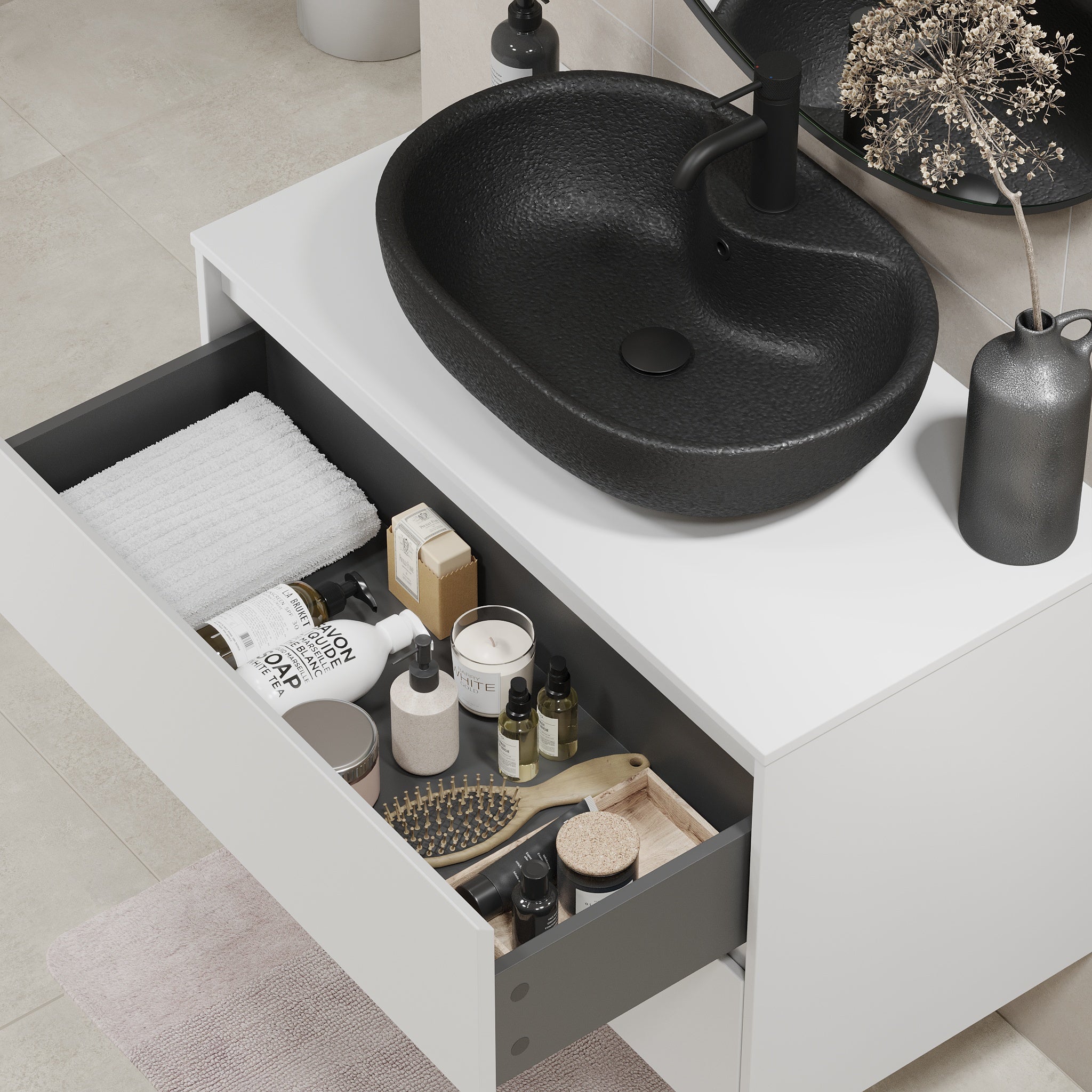 Seiland Badmøbel m/Bordplade og vask, Mat Hvid