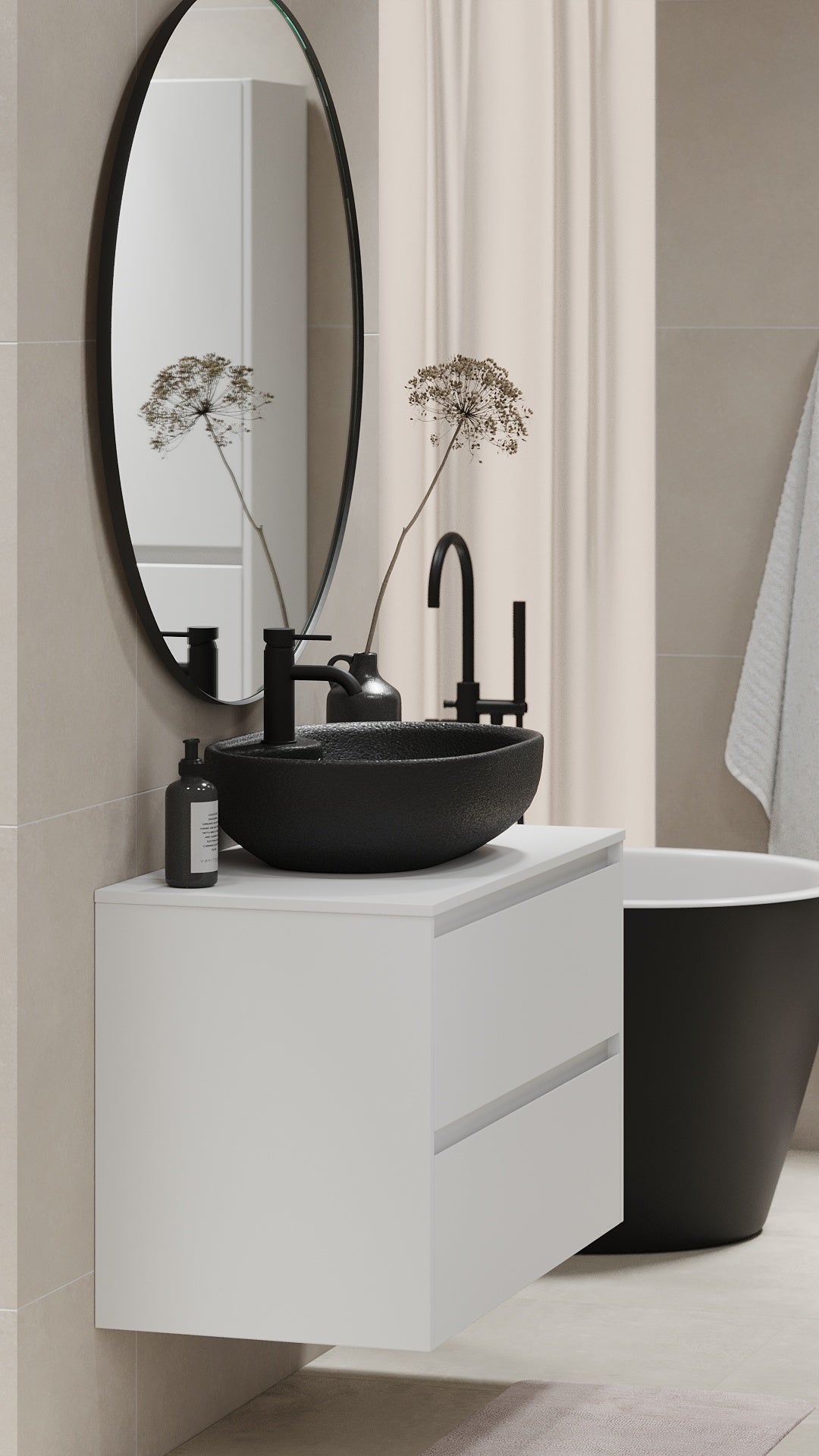 Seiland Badmøbel m/Bordplade og vask, Mat Hvid