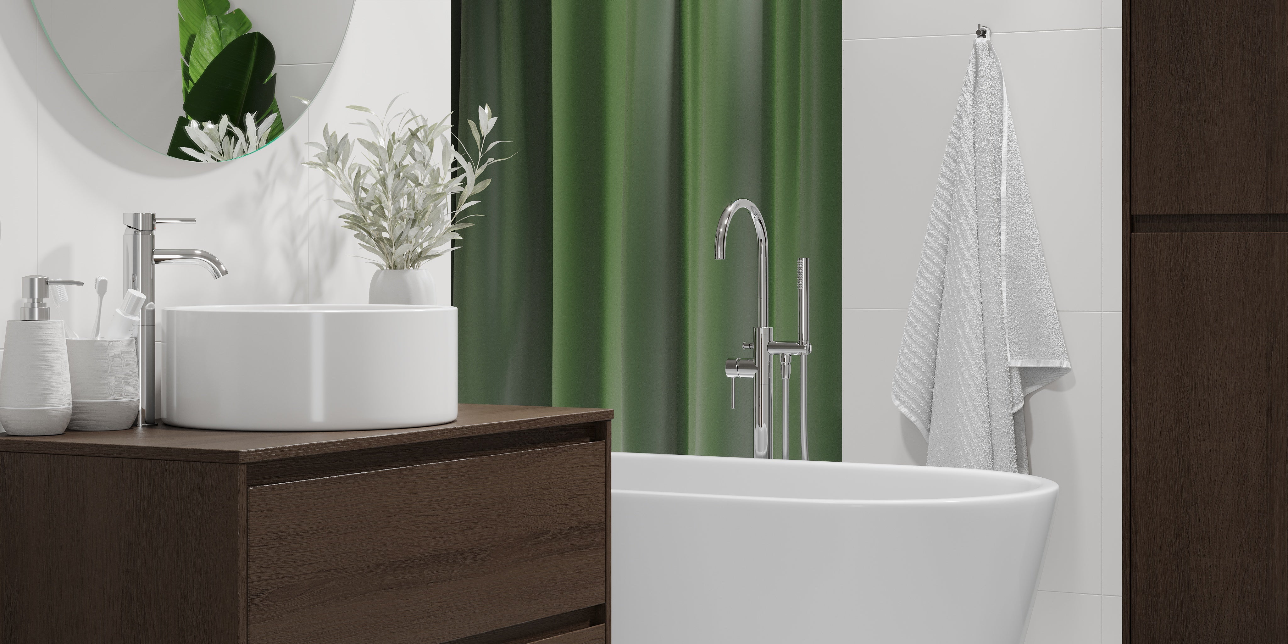 Lofoten Badmøbel m/Bordplade og vask, Valnød