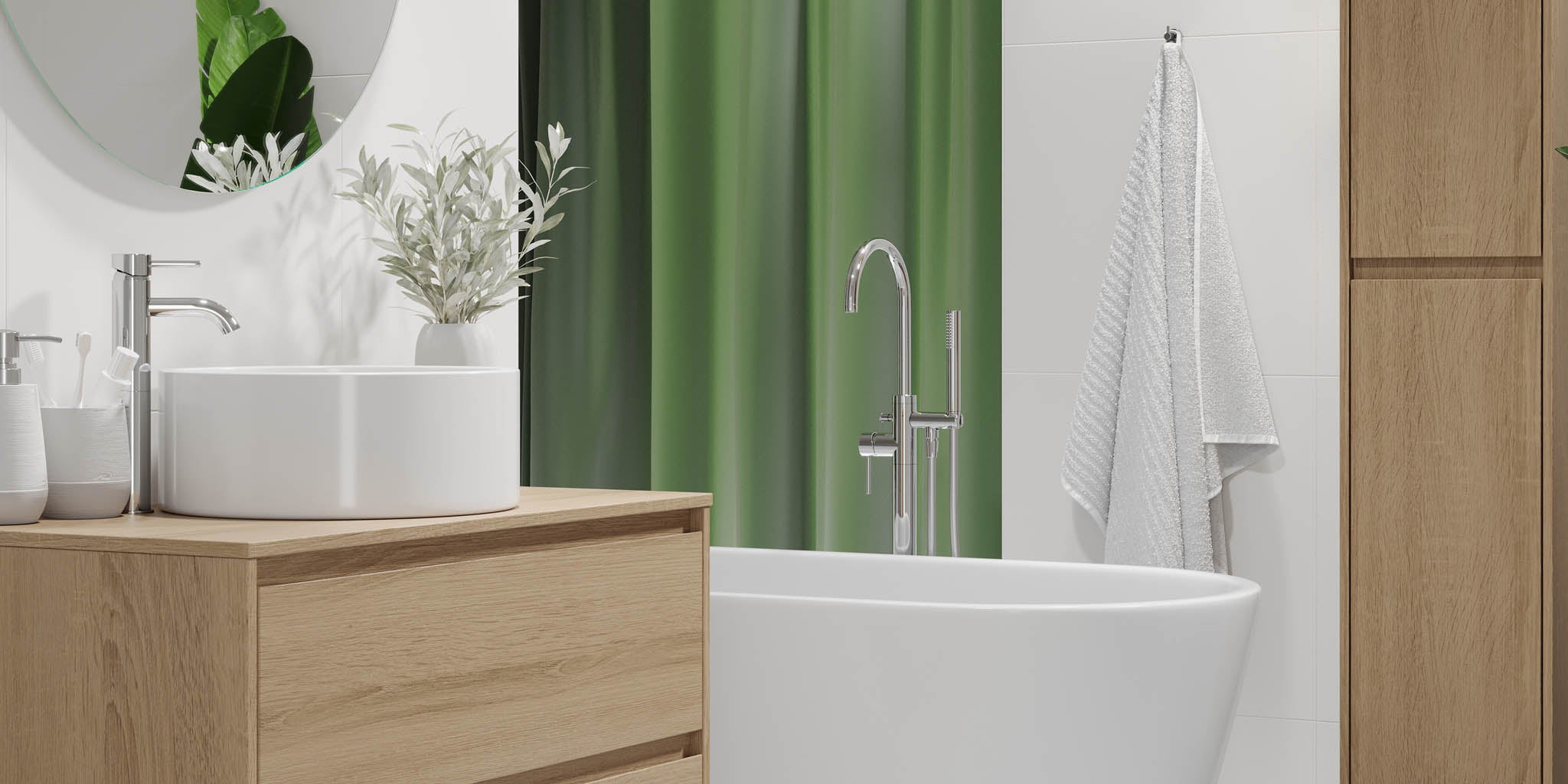 Lofoten Badmøbel m/Bordplade og vask, Eg