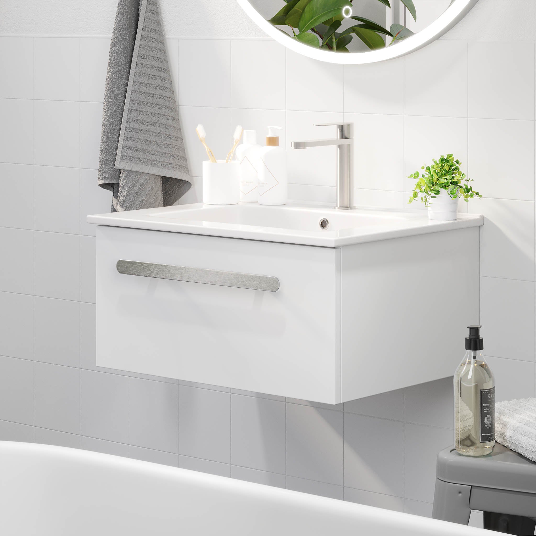 Colina, Furniture Set - Basin & Cabinet, White Mat - 120 cm - MASTERSTORE - 8595677192919 - Furniture Set - Code - 85-120-50-01-41 - 8595677192919