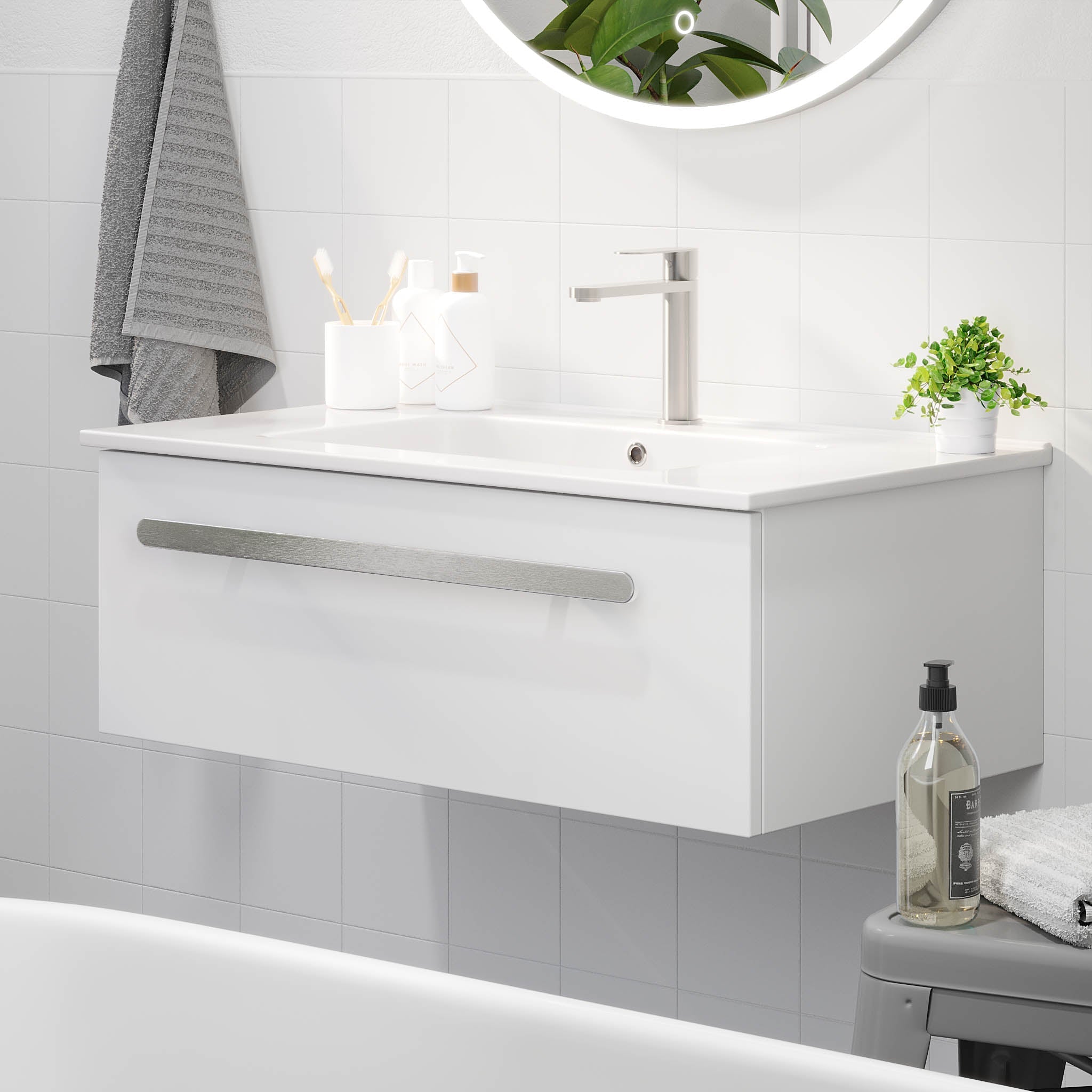 Colina, Furniture Set - Basin & Cabinet, White Mat - 120 cm - MASTERSTORE - 8595677192919 - Furniture Set - Code - 85-120-50-01-41 - 8595677192919