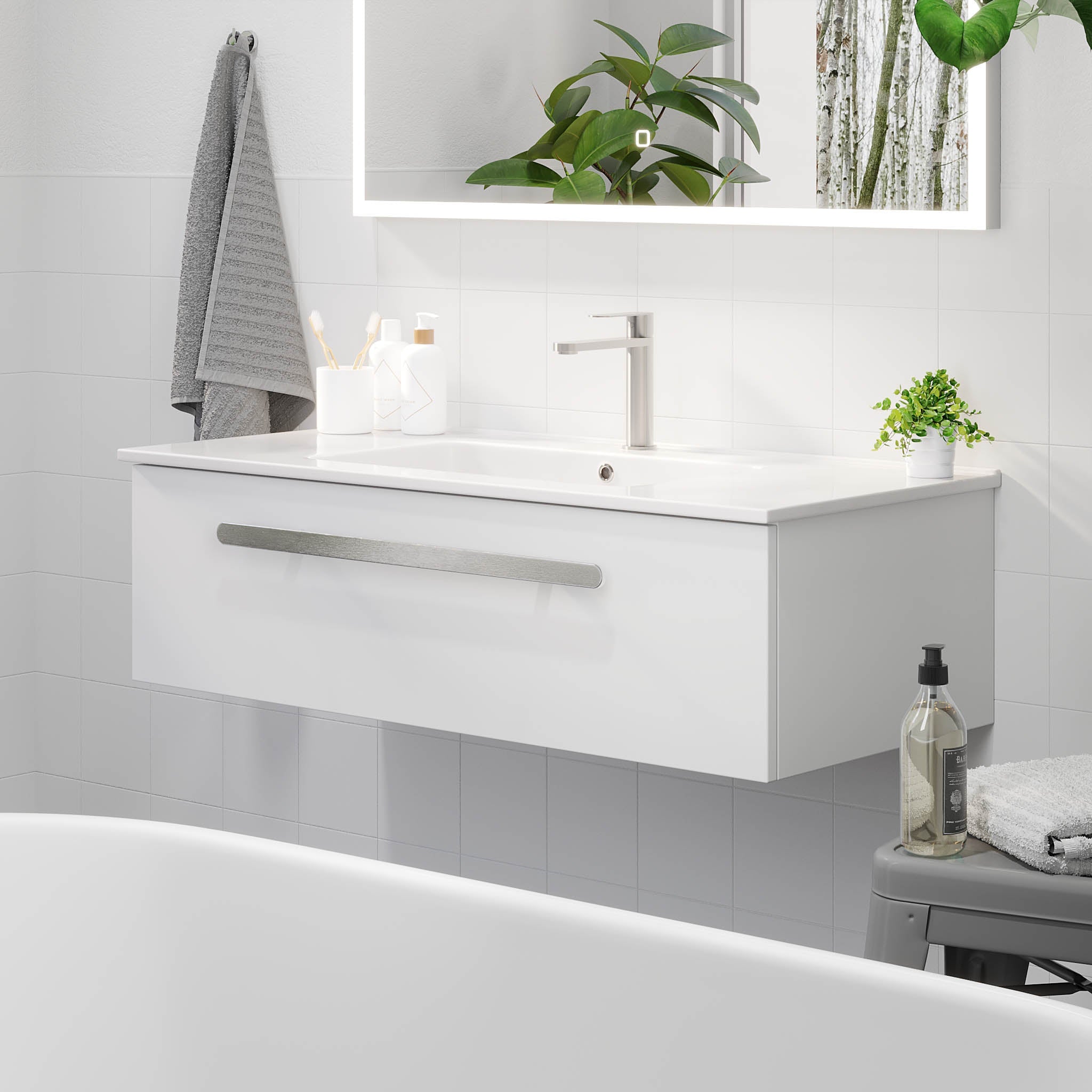 Colina, Furniture Set - Basin & Cabinet, White Mat - 120 cm - MASTERSTORE - 8595677192902 - Furniture Set - Code - 85-120-50-01-40 - 8595677192902