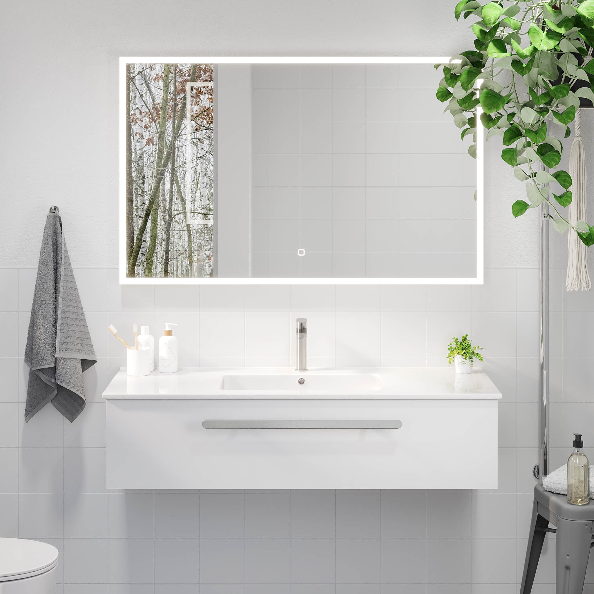 Colina, Furniture Set - Basin & Cabinet, White Mat - 120 cm - MASTERSTORE - 8595677192902 - Furniture Set - Code - 85-120-50-01-40 - 8595677192902