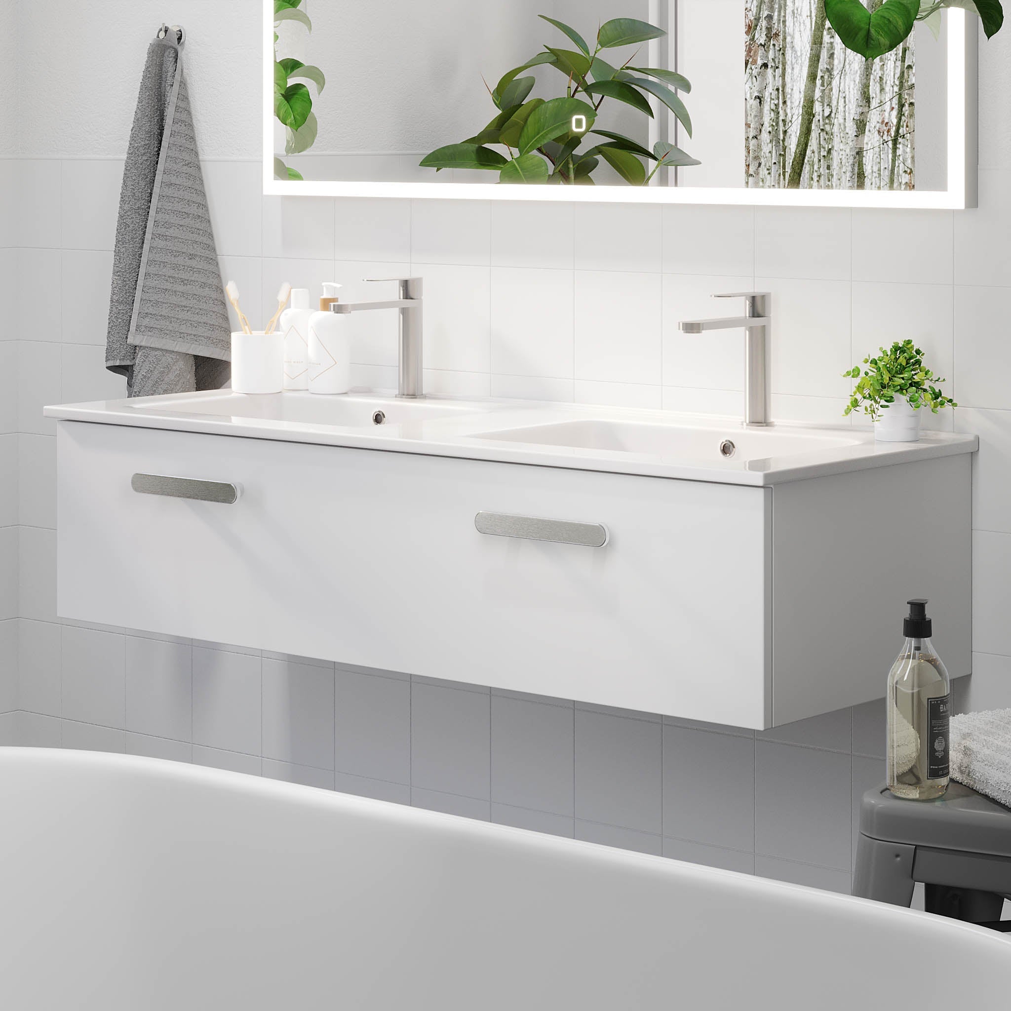 Colina, Furniture Set - Basin & Cabinet, White Mat - 120 cm - MASTERSTORE - 8595677192902 - Furniture Set - Code - 85-120-50-01-40 - 8595677192902
