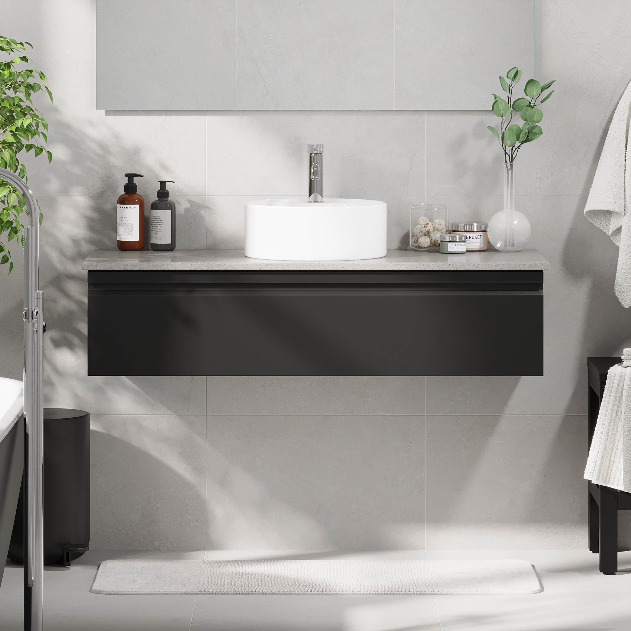 Mirage Badmøbel med grå bordplade, Mat Sort