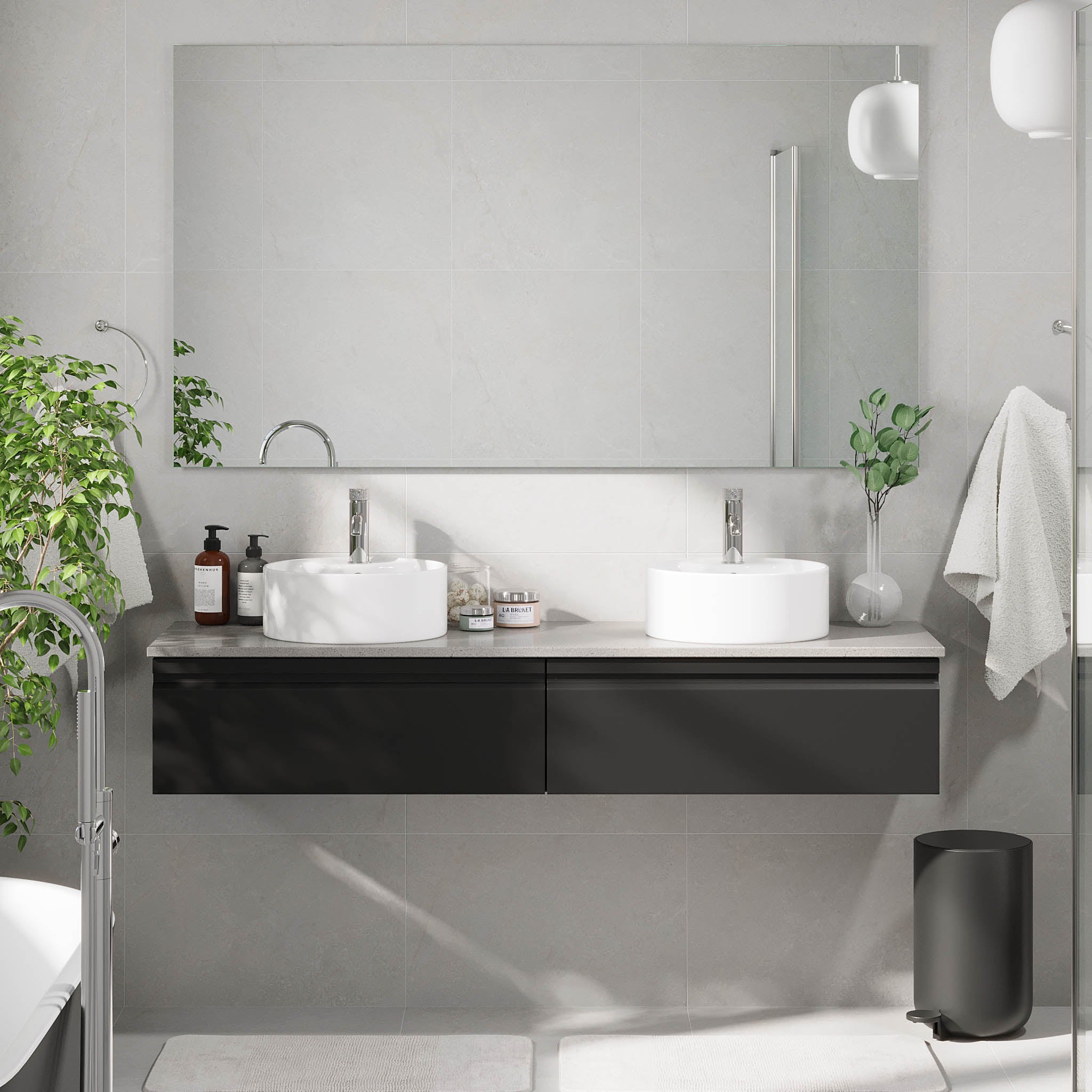 Mirage Badmøbel med grå bordplade, Mat Sort
