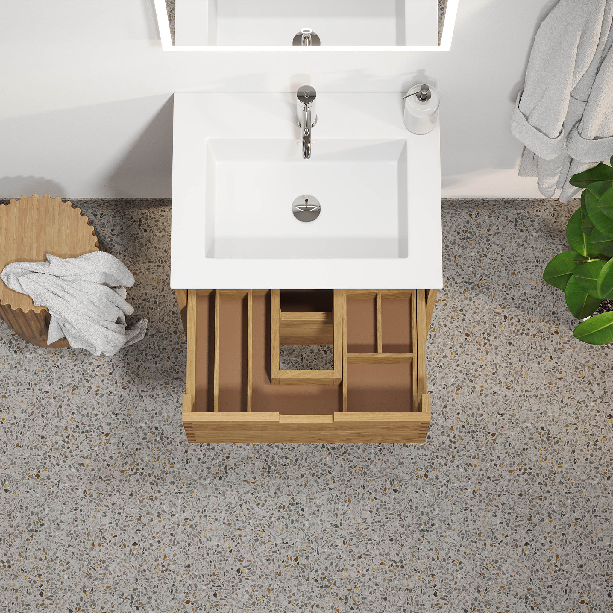 Egeskov, Furniture Set - Basin & Cabinet, Oak - 60 cm - MASTERSTORE - 8595677194005 - Furniture Set - Code - 96-060-52-86-40 - 8595677194005