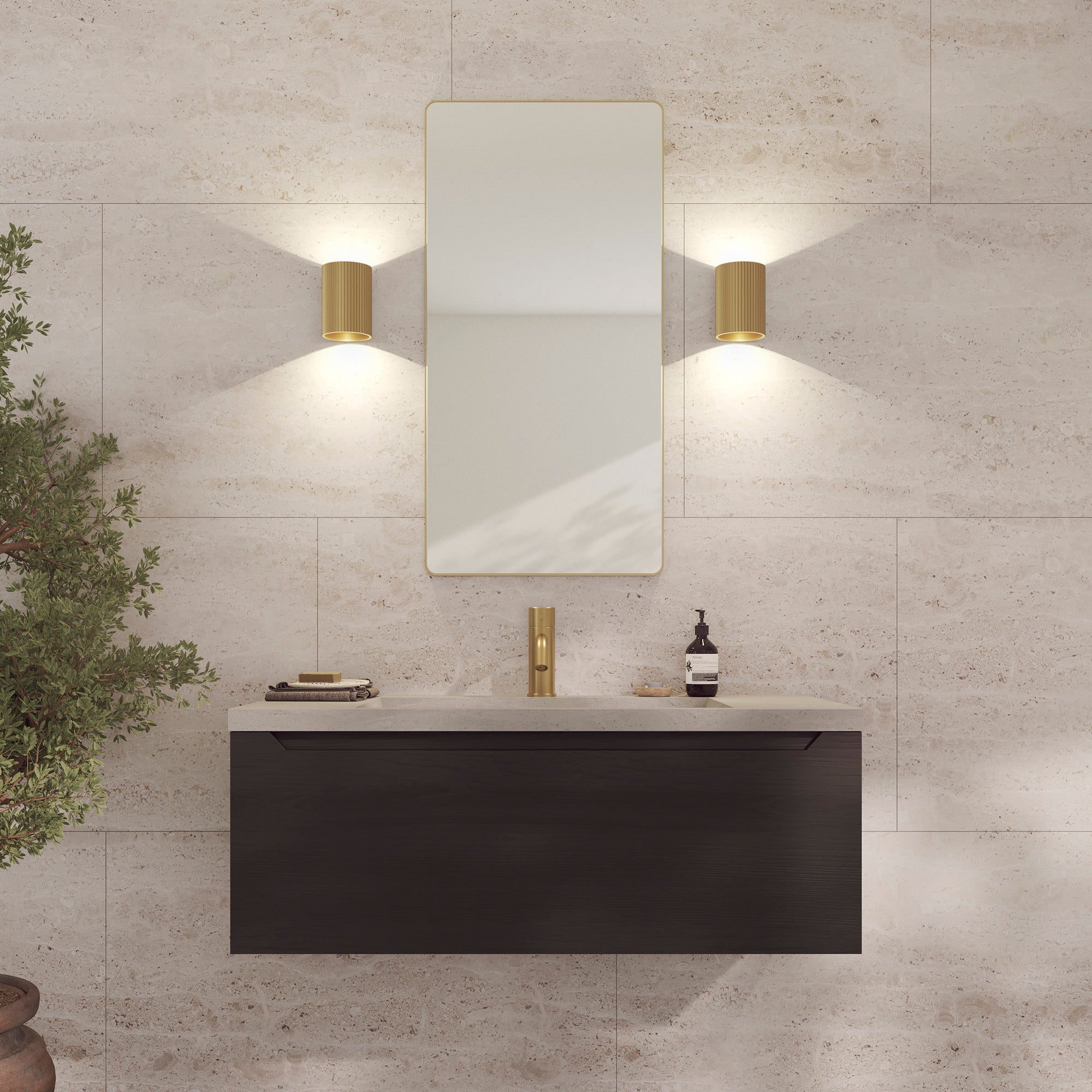 Refine Spejl, Firkantet, Børstet Messing