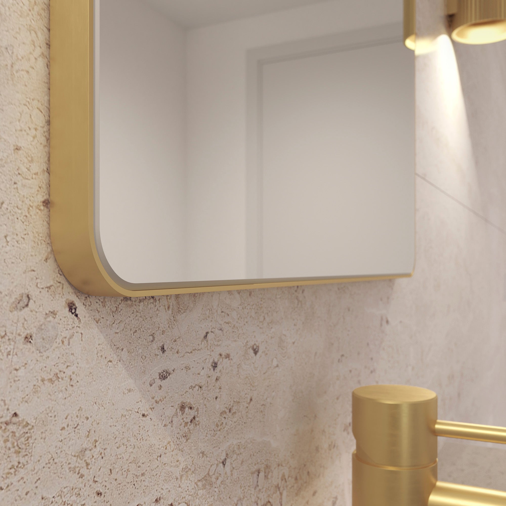 Refine Spejl, Firkantet, Børstet Messing