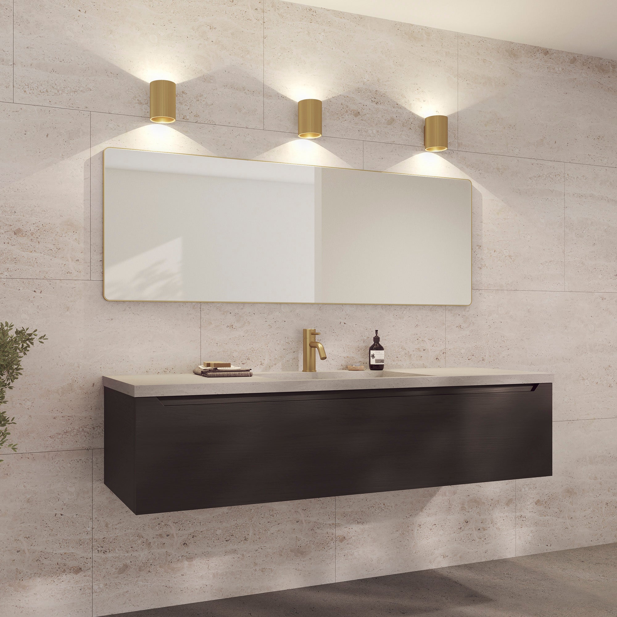 Refine Spejl, Firkantet, Børstet Messing