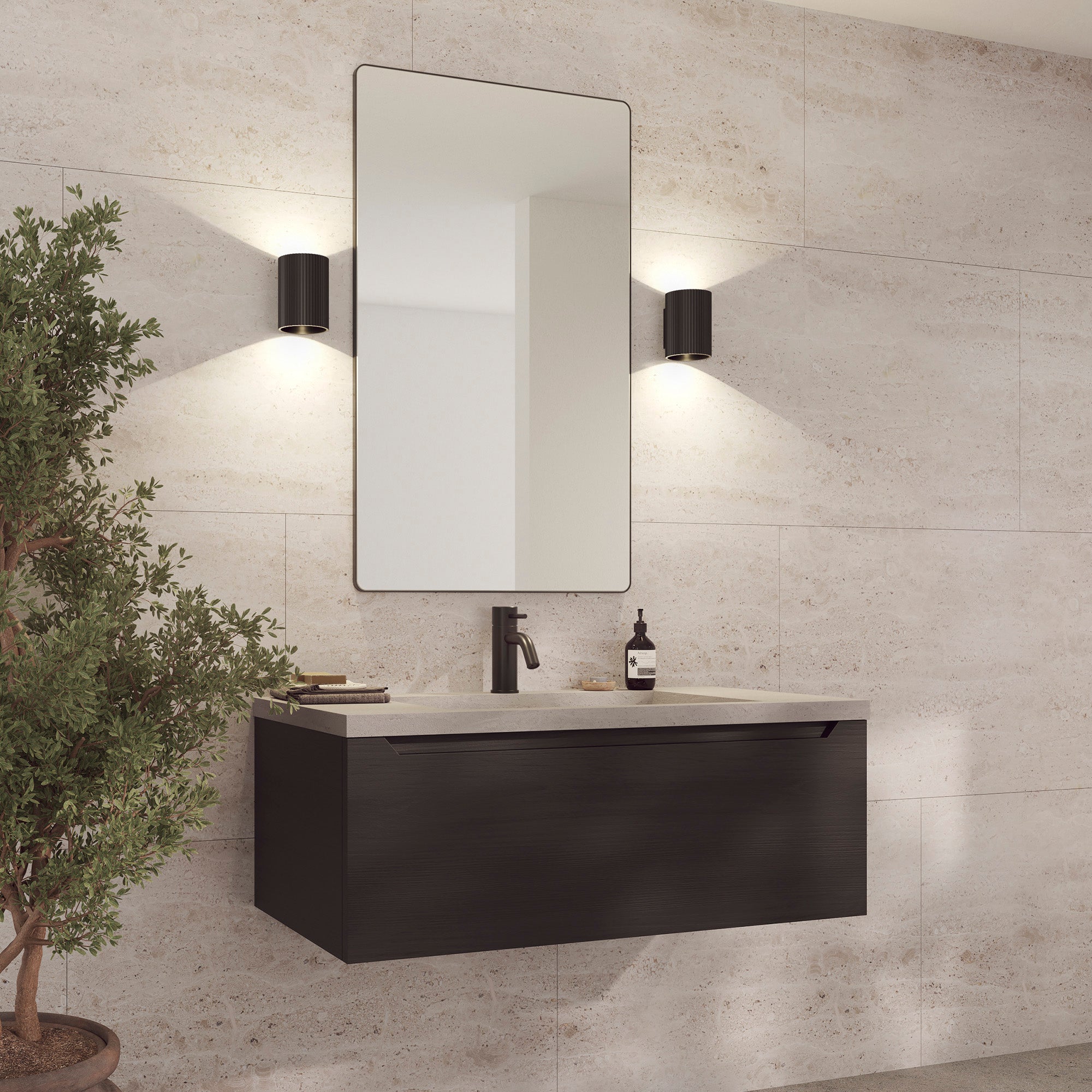 Refine Spejl, Firkantet, Mat Sort