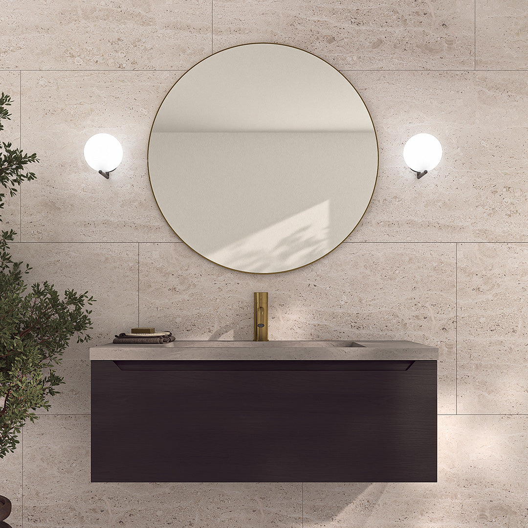 Refine Spejl, Rundt, Børstet messing