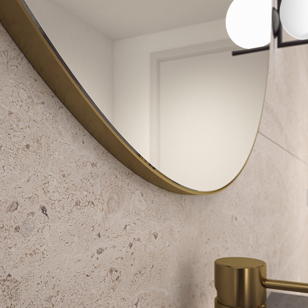 Refine Spejl, Rundt, Børstet messing