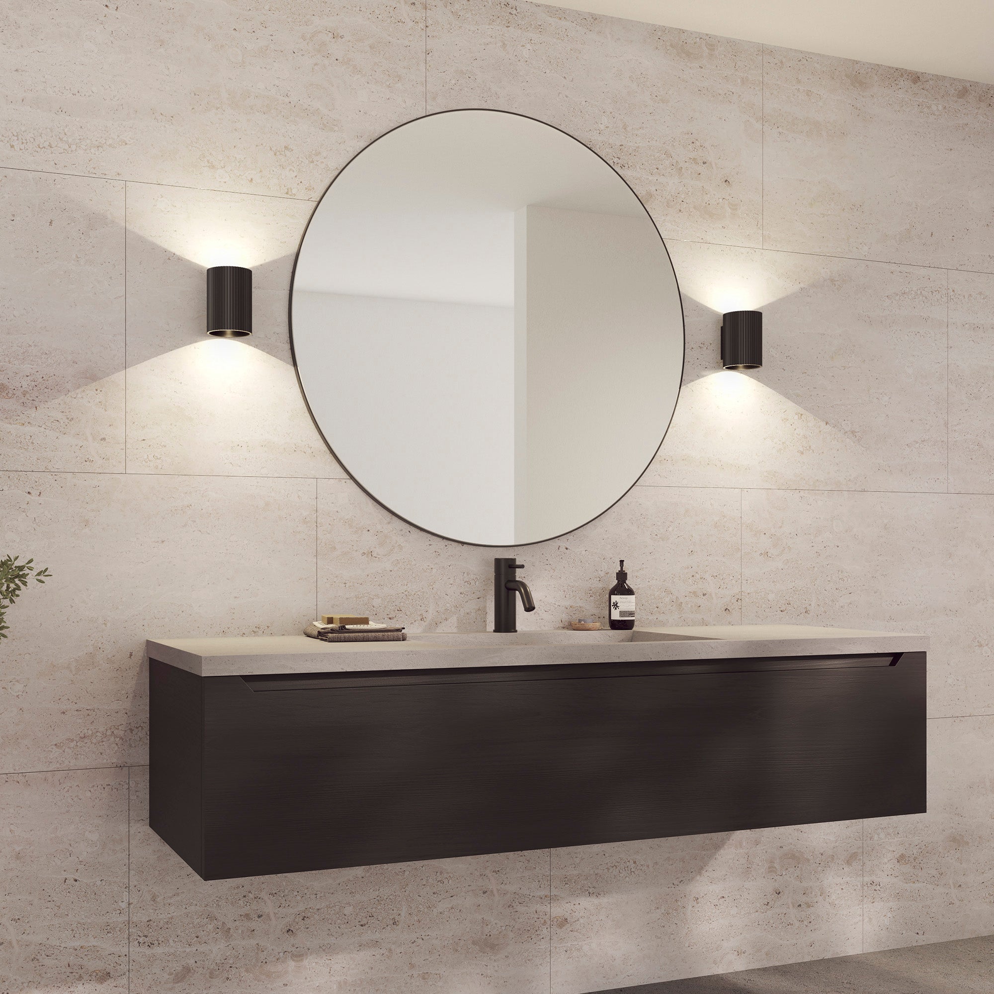 Refine Spejl, Rundt, Mat sort