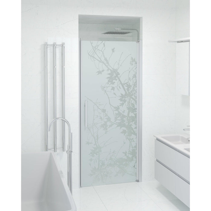 Fjäll Brusedør Til Bruseniche, Børstet Aluminium Profil, Frostet Decor Glas - HomeTomato - 38-090-02-54-00 - 8595677139266