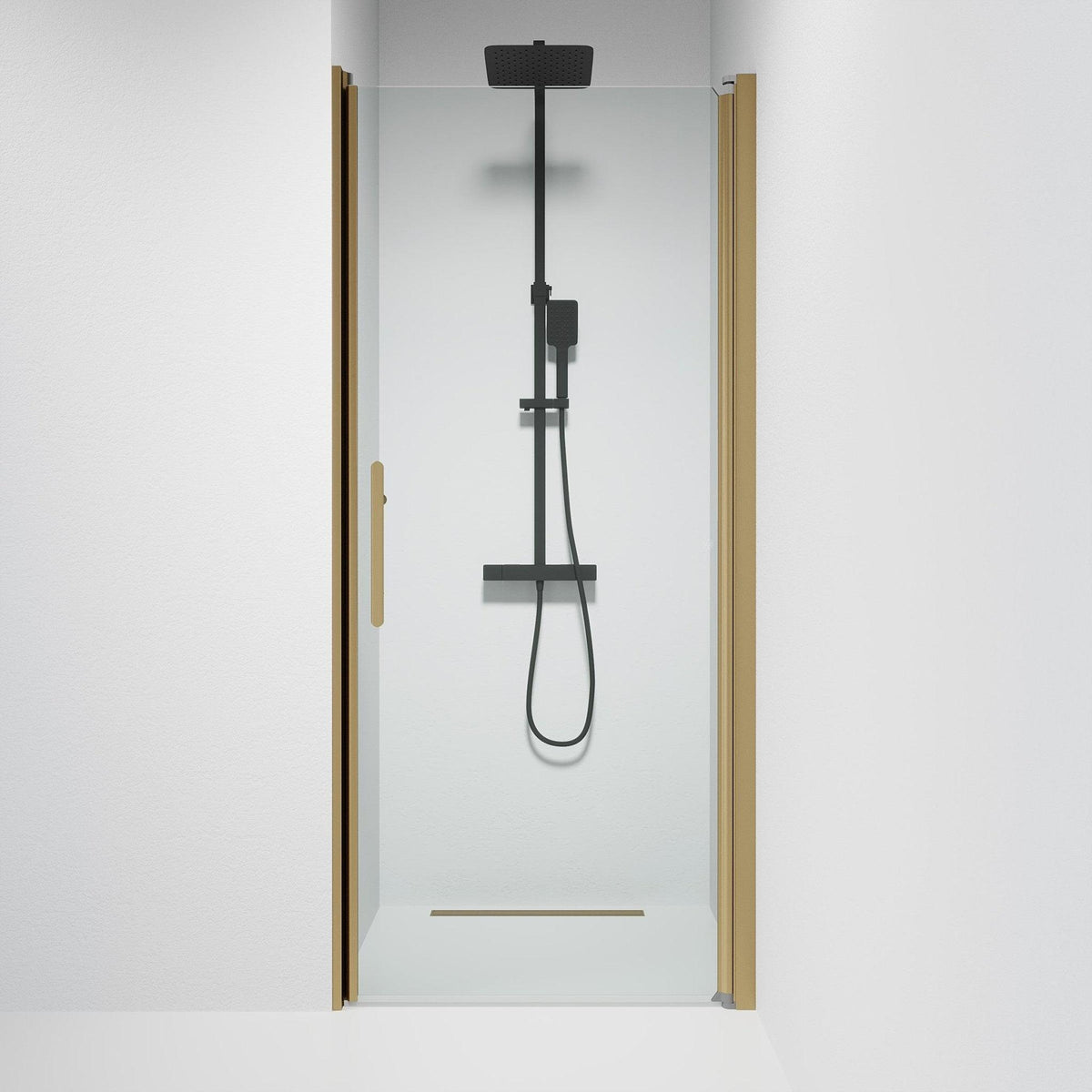 Fjäll Brusedør Til Bruseniche, Klar Glas, Bronze Profil - HomeTomato - 38-090-70-50-00 - 8595677155488