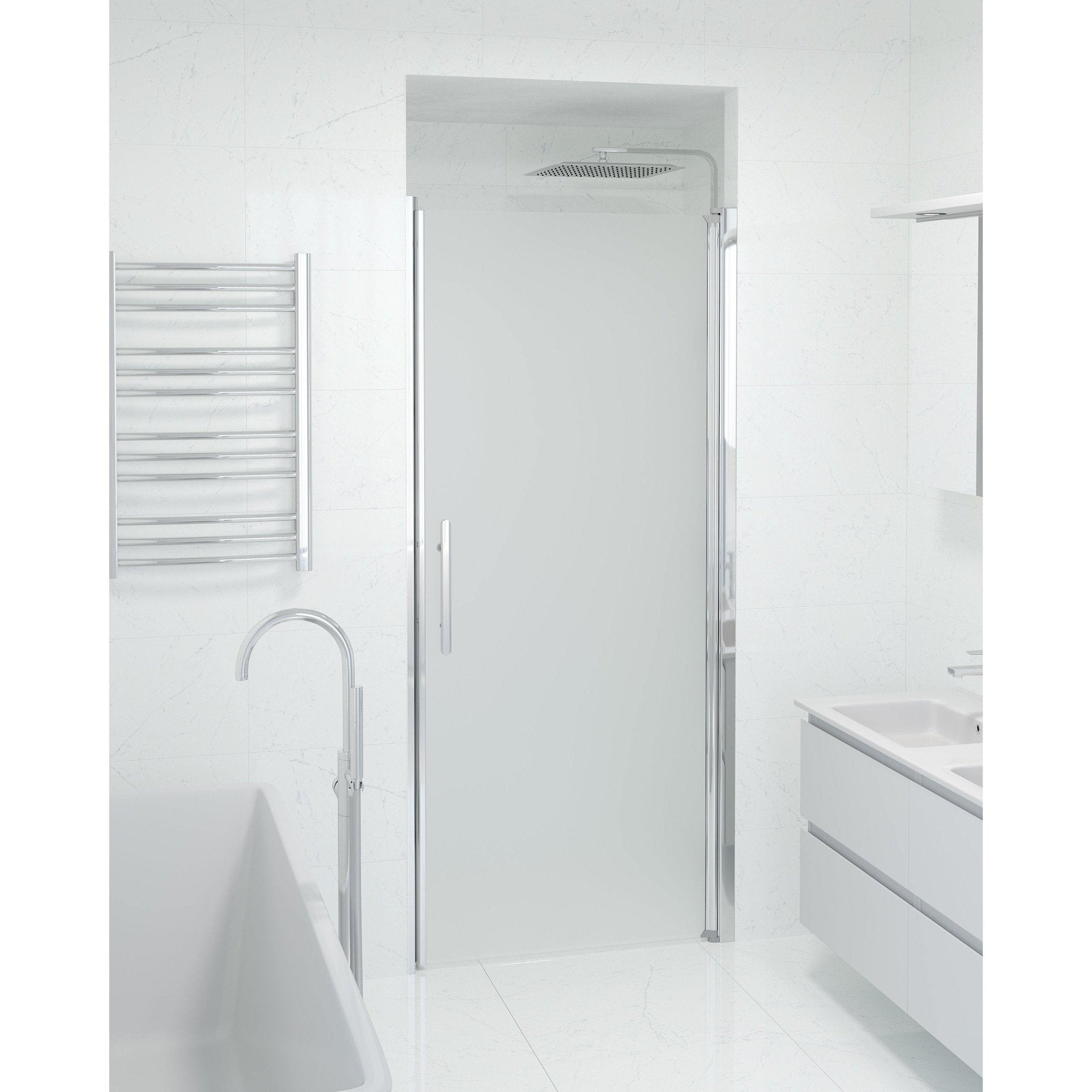 Fjäll Brusedør Til Bruseniche, Krom Profil, Frostet Glas - HomeTomato - 38-090-01-55-00 - 8595677139280