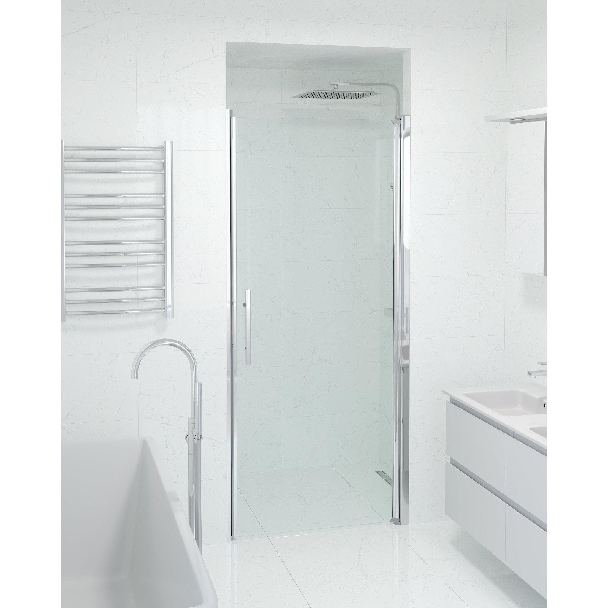 Fjäll Brusedør Til Bruseniche, Krom Profil, Klar Glas - HomeTomato - 38-090-01-50-00 - 8595677139228