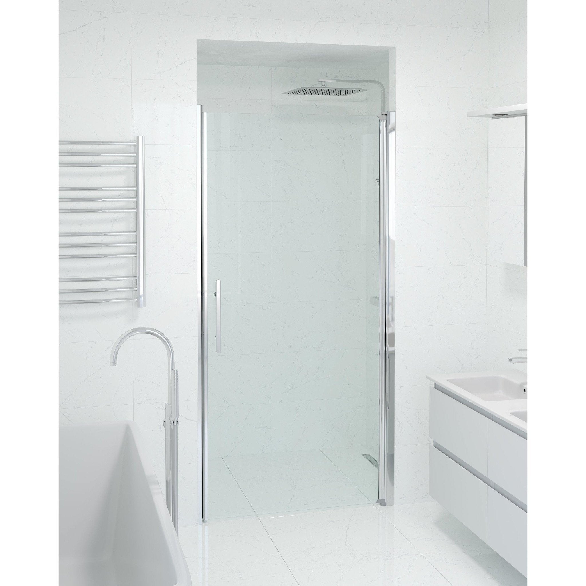 Fjäll Brusedør Til Bruseniche, Krom Profil, Klar Glas - HomeTomato - 38-100-01-50-00 - 8595677139341