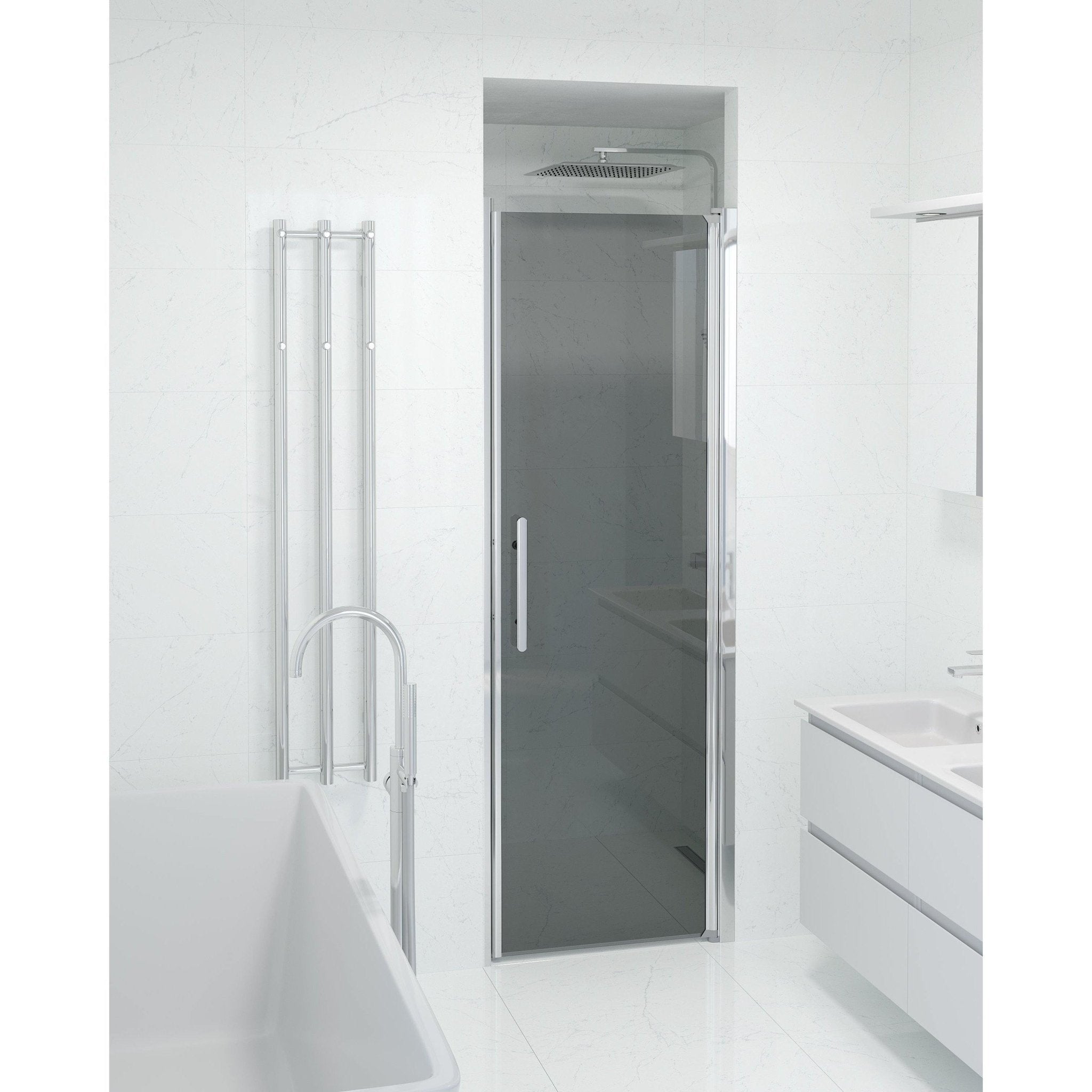 Fjäll Brusedør Til Bruseniche, Krom Profil, Tonet Glas - HomeTomato - 38-070-01-56-00 - 8595677139075