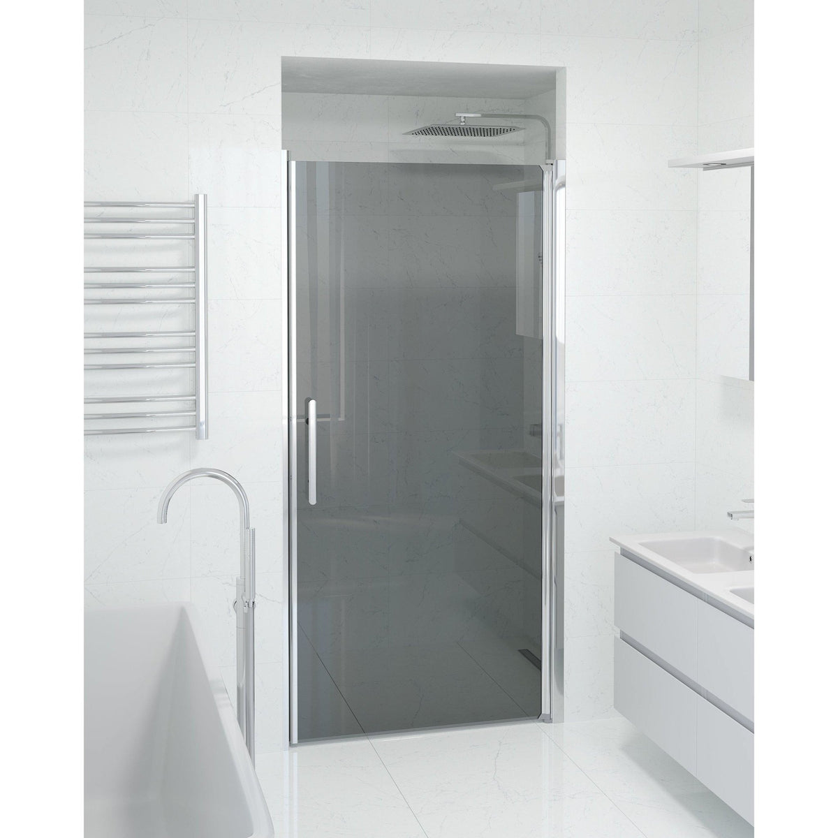 Fjäll Brusedør Til Bruseniche, Krom Profil, Tonet Glas - HomeTomato - 38-100-01-56-00 - 8595677139433