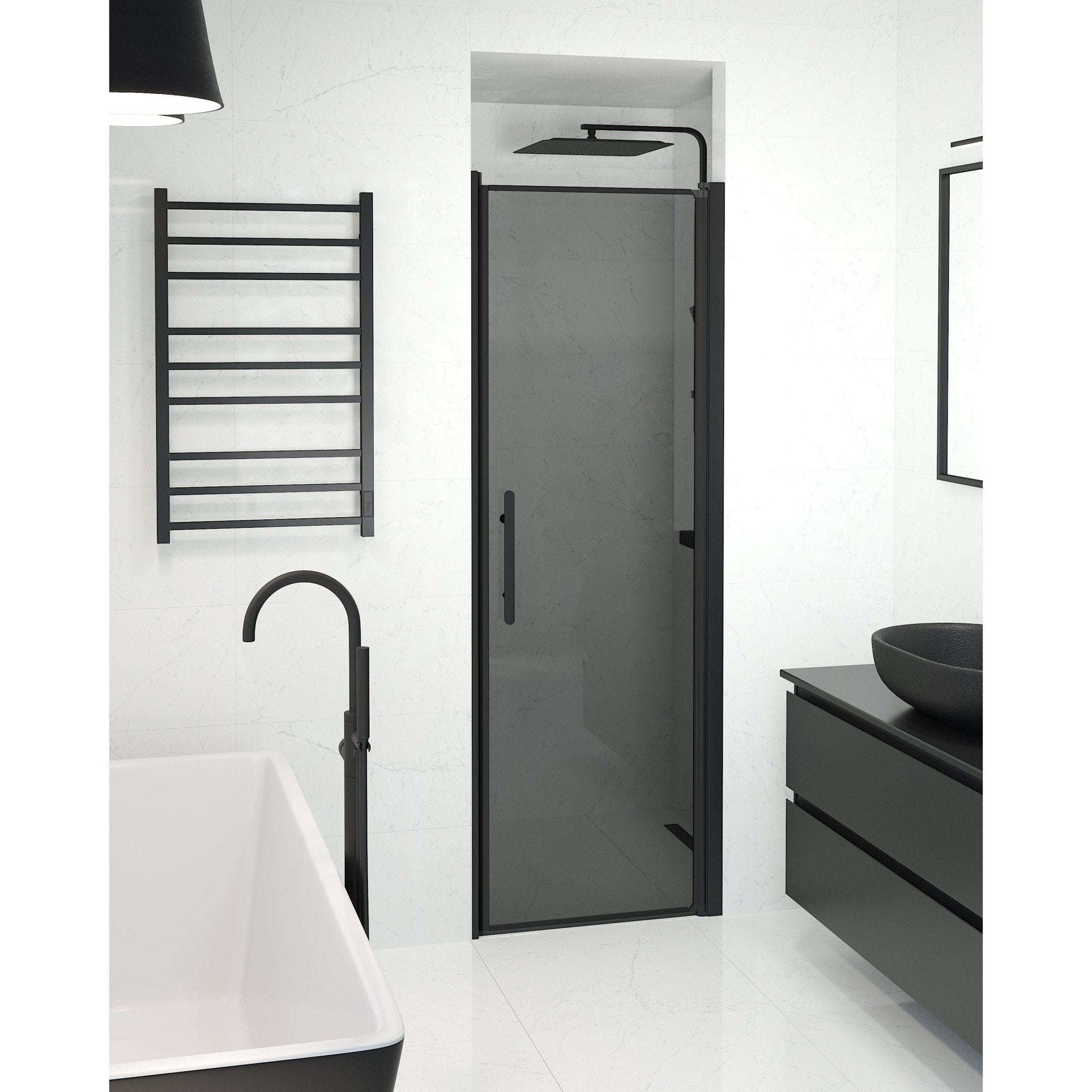 Fjäll Brusedør Til Bruseniche, Sort Profil, Tonet Glas - HomeTomato - 38-070-00-56-00 - 8595677139068