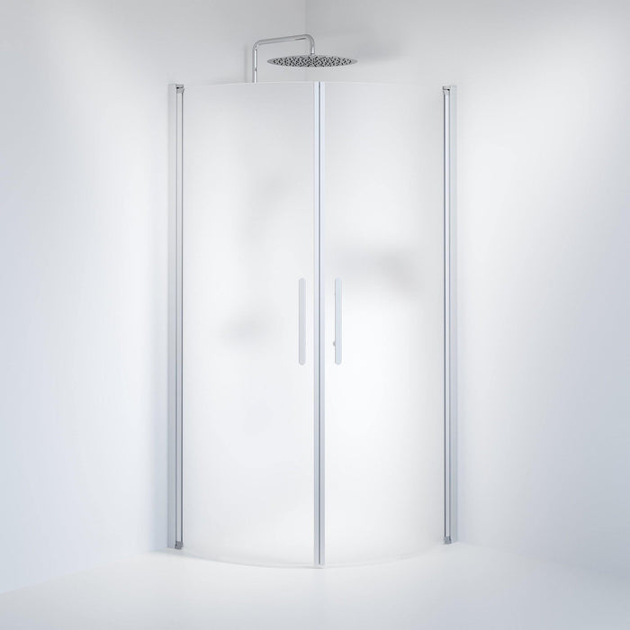 Fjäll Brusehjørne, Buet, Børstet Aluminium Profil, Frostet Glas - HomeTomato - 35-909-67-55-00 - 8595677119923