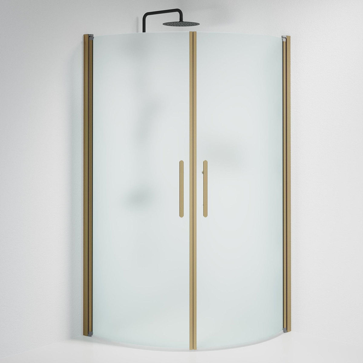Fjäll Brusehjørne, Buet, Bronze Profil, Frostet Glas - HomeTomato - 35-901-70-55-00 - 8595677155242