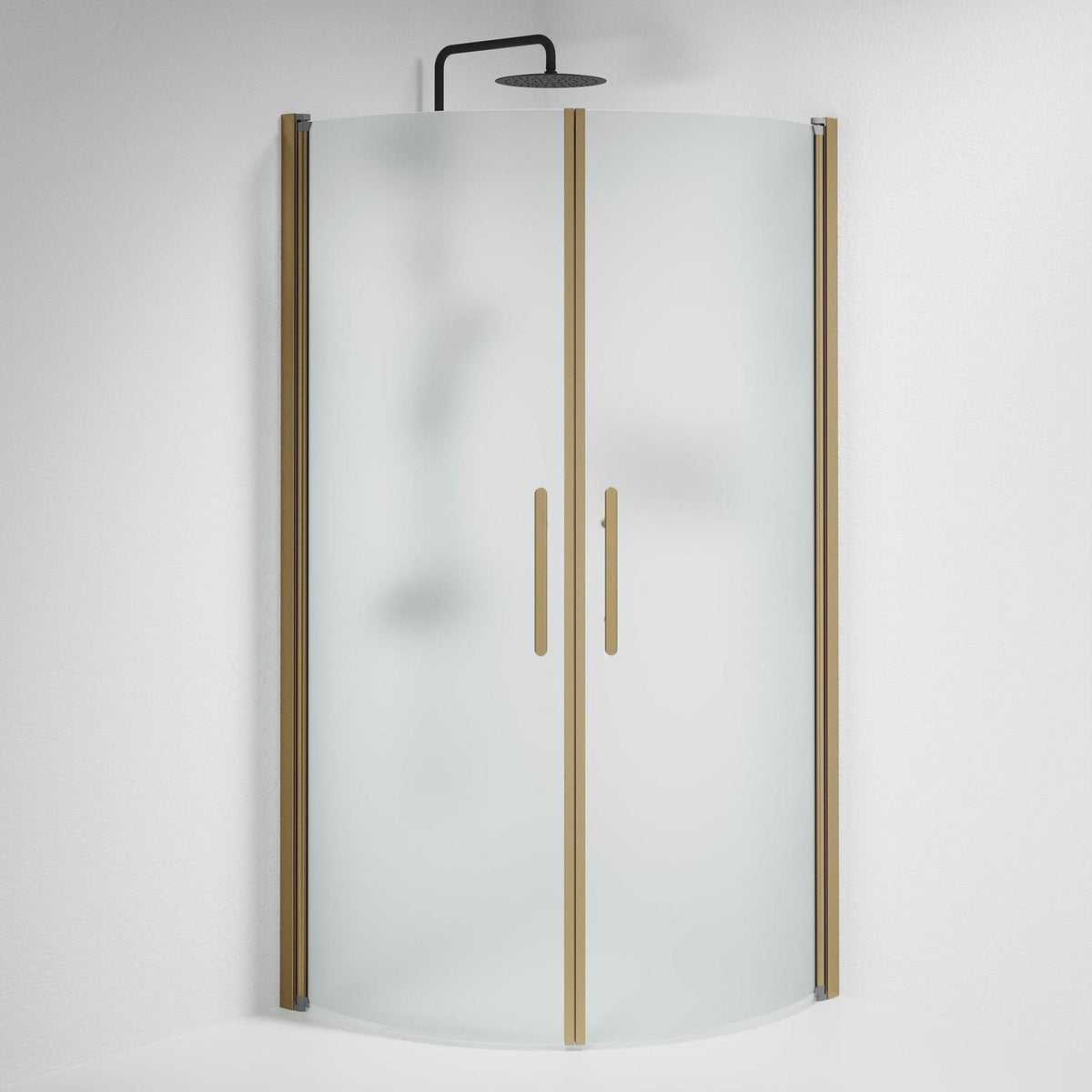 Fjäll Brusehjørne, Buet, Bronze Profil, Frostet Glas - HomeTomato - 35-909-70-55-00 - 8595677155235