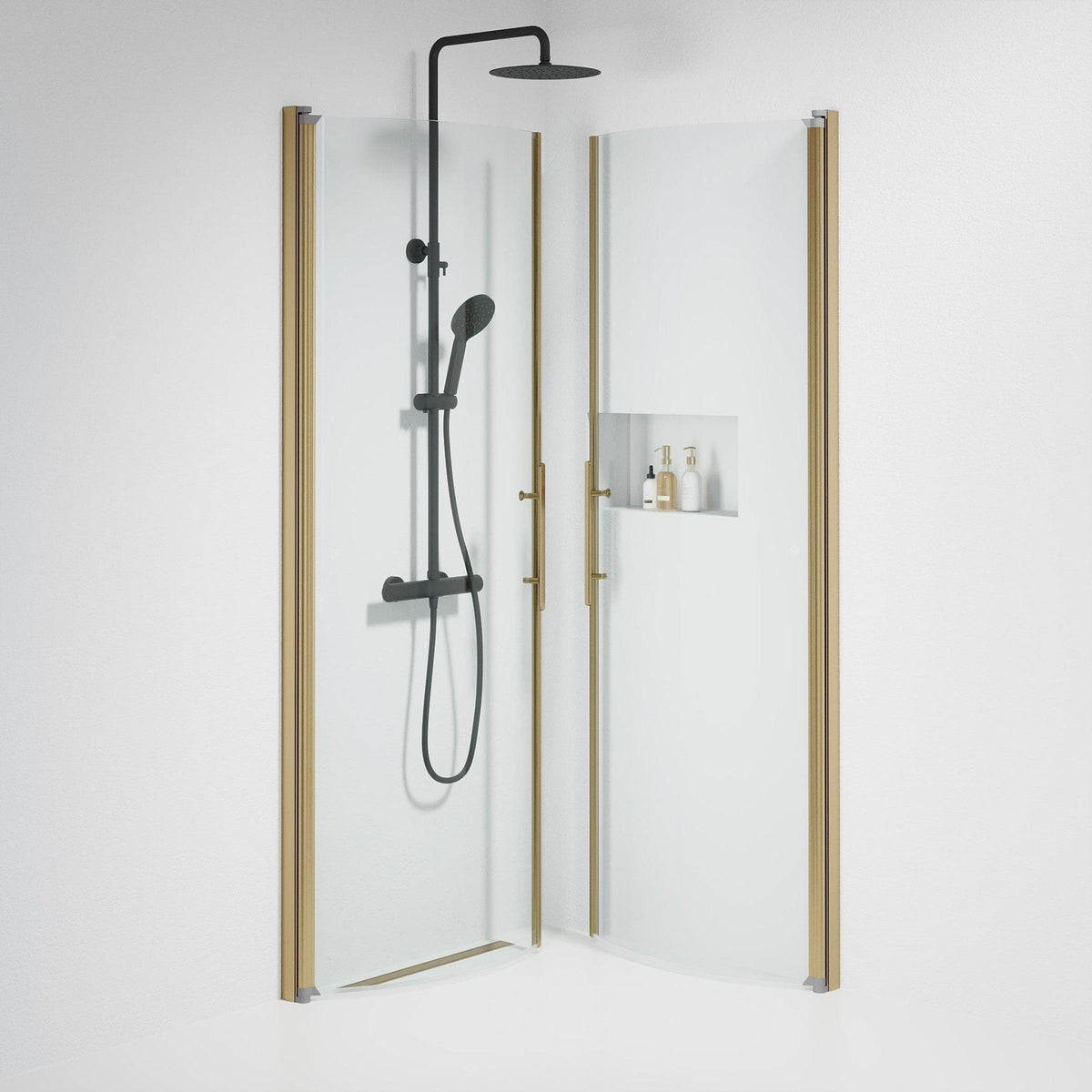 Fjäll Brusehjørne, Buet, Bronze Profil, Klar Glas - HomeTomato - 35-101-70-50-00 - 8595677155150